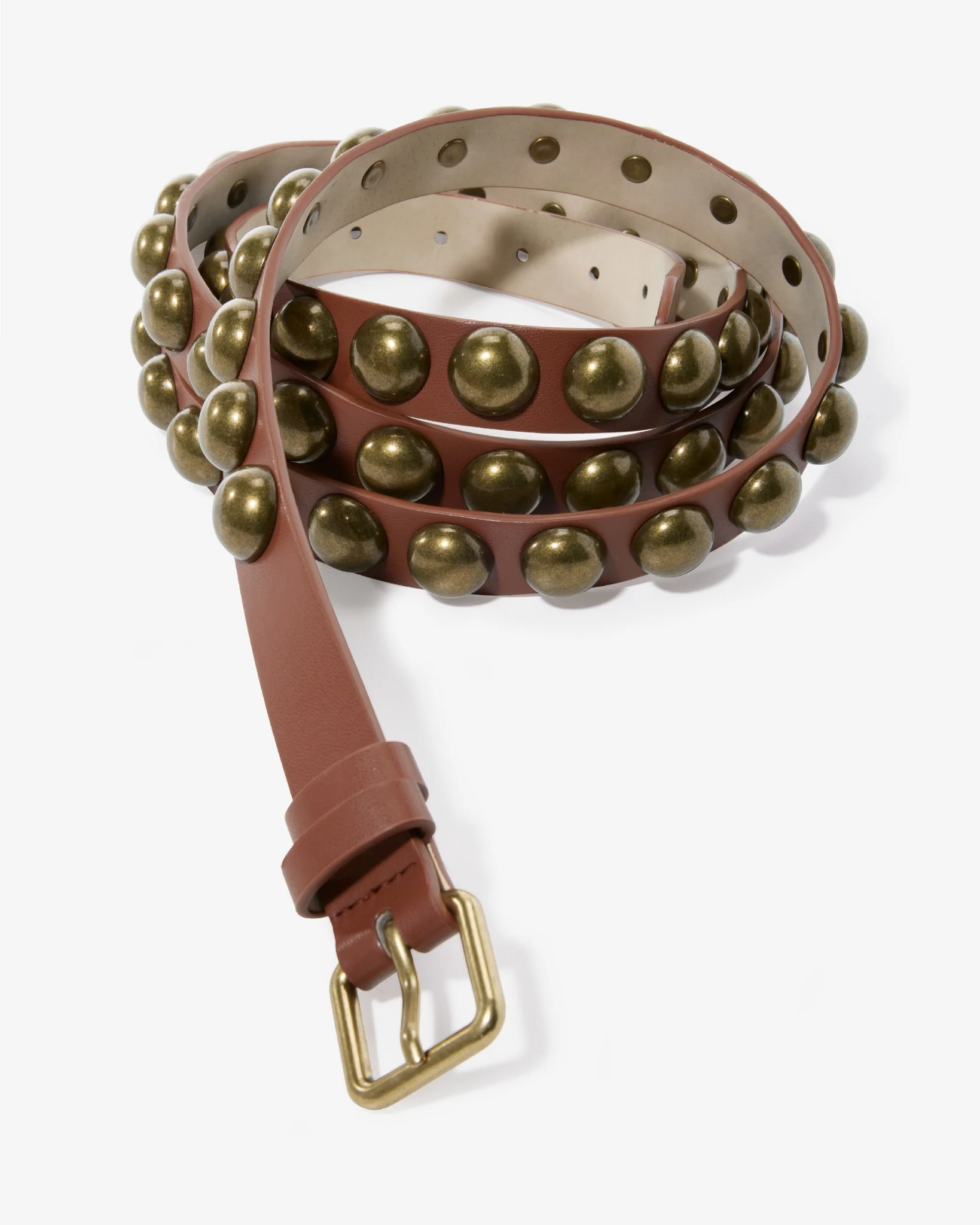 Double Wrapped Studded Belt Brown - Mycitystee