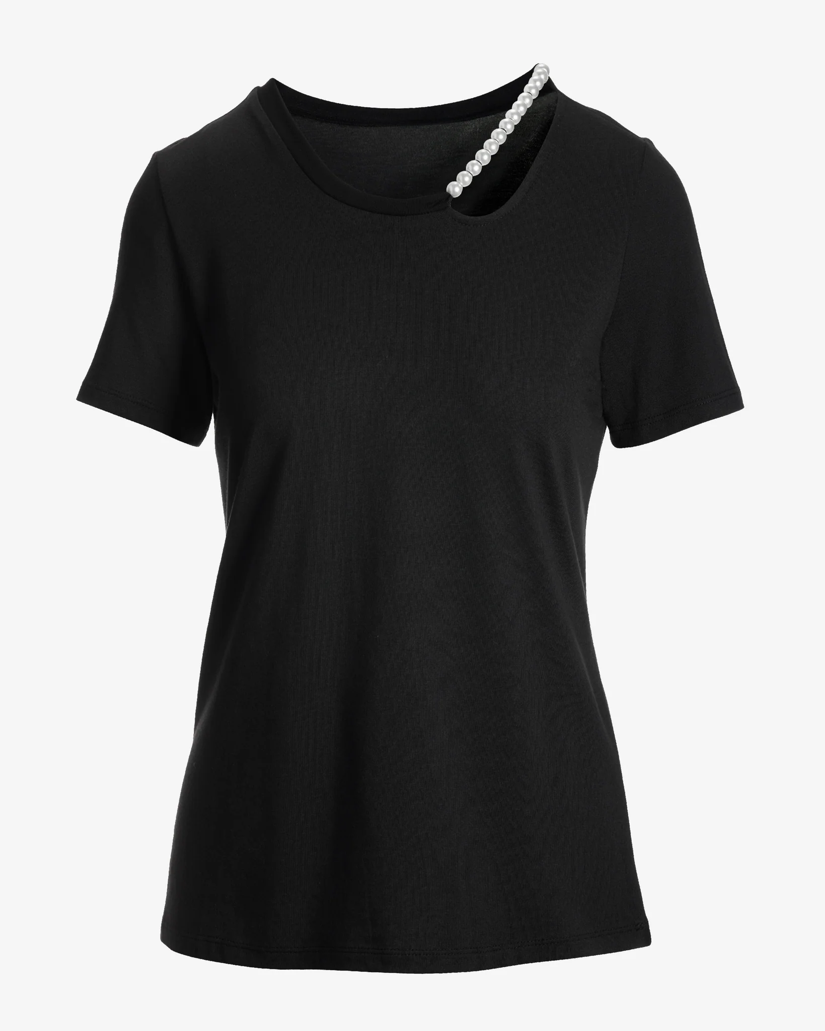 Pearl Cut Out T Shirt Proper Black - Mycitystee