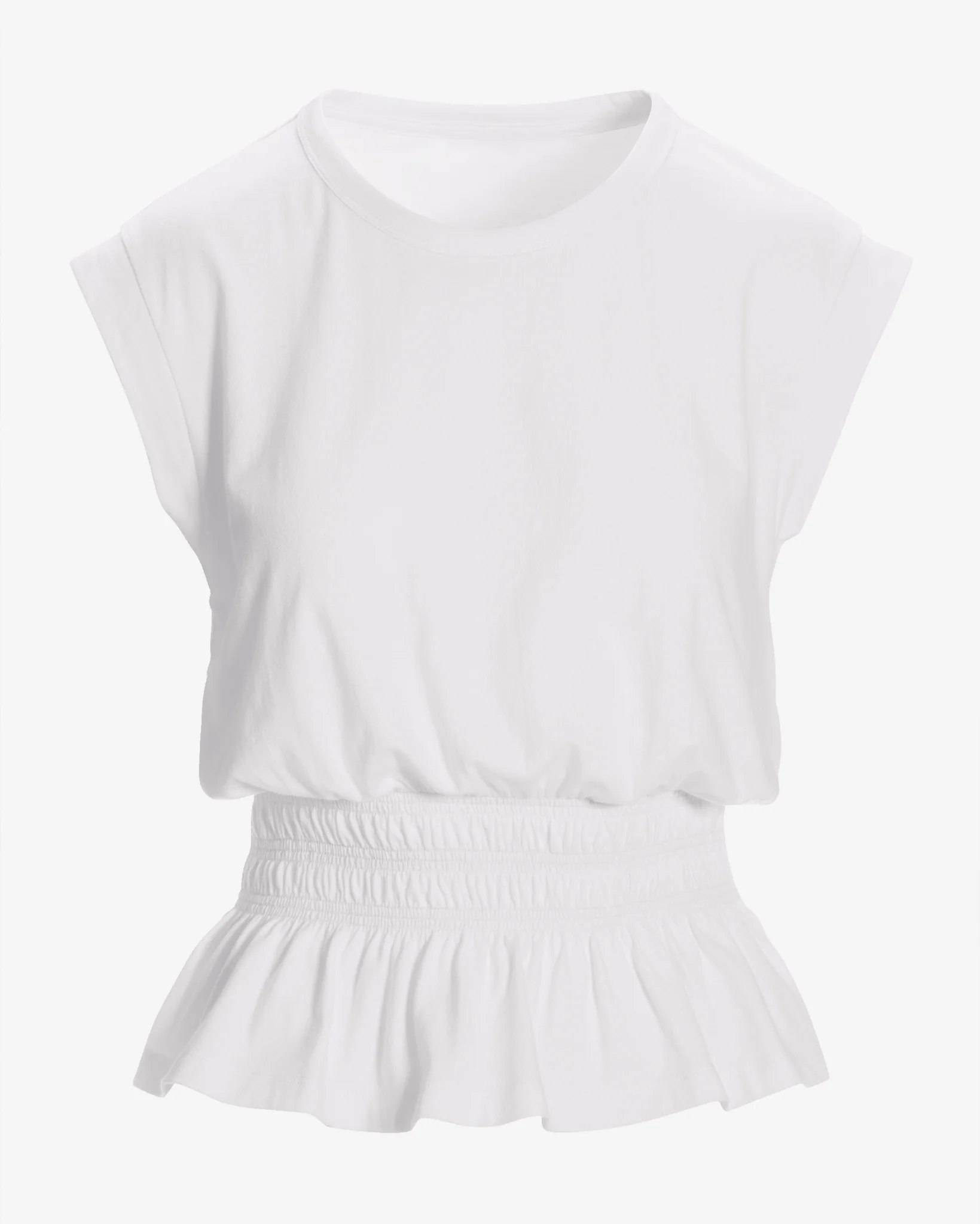 Smocked Peplum Tee Pure White - Mycitystee