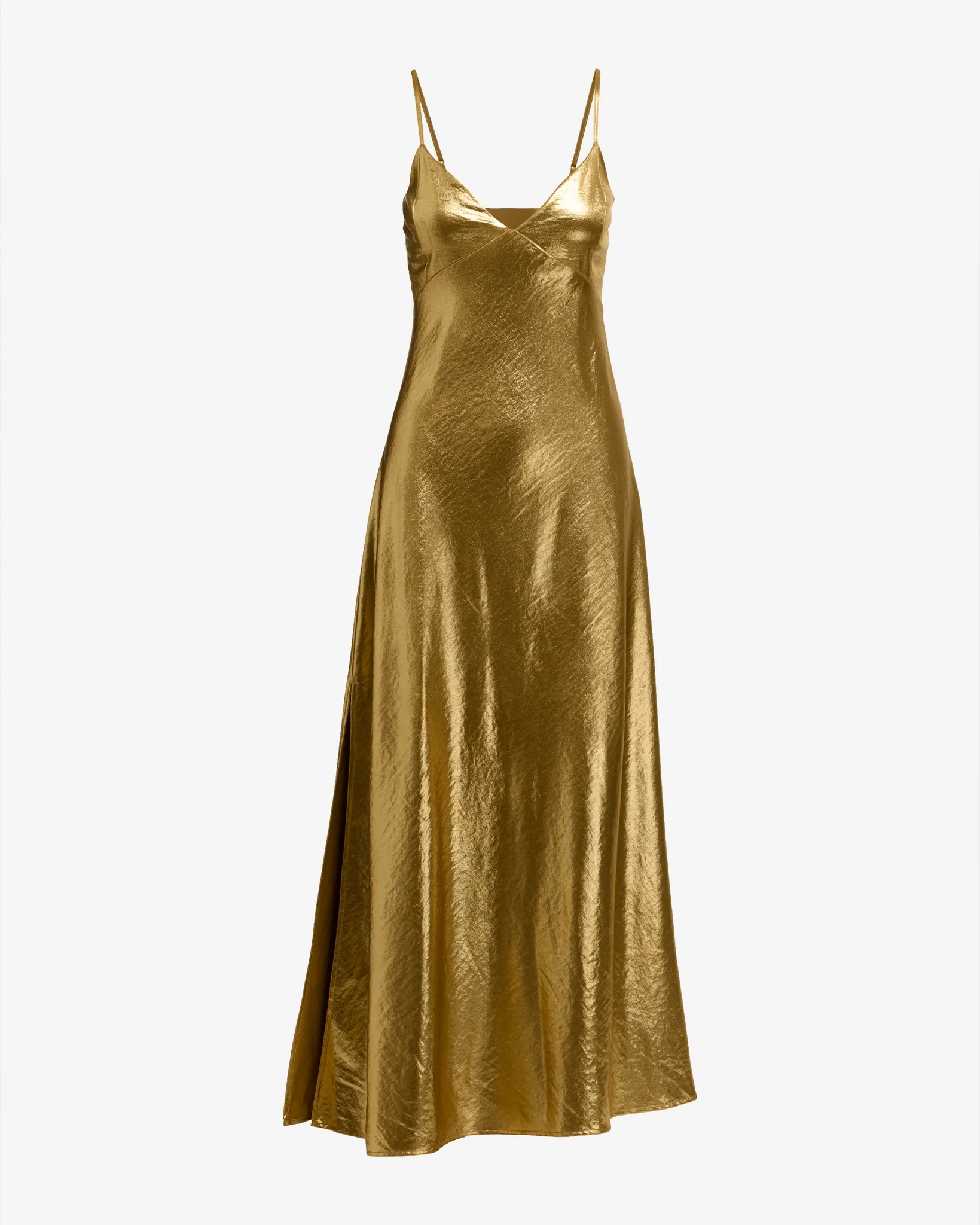 Metallic Satin Slip Dress Gold - Mycitystee