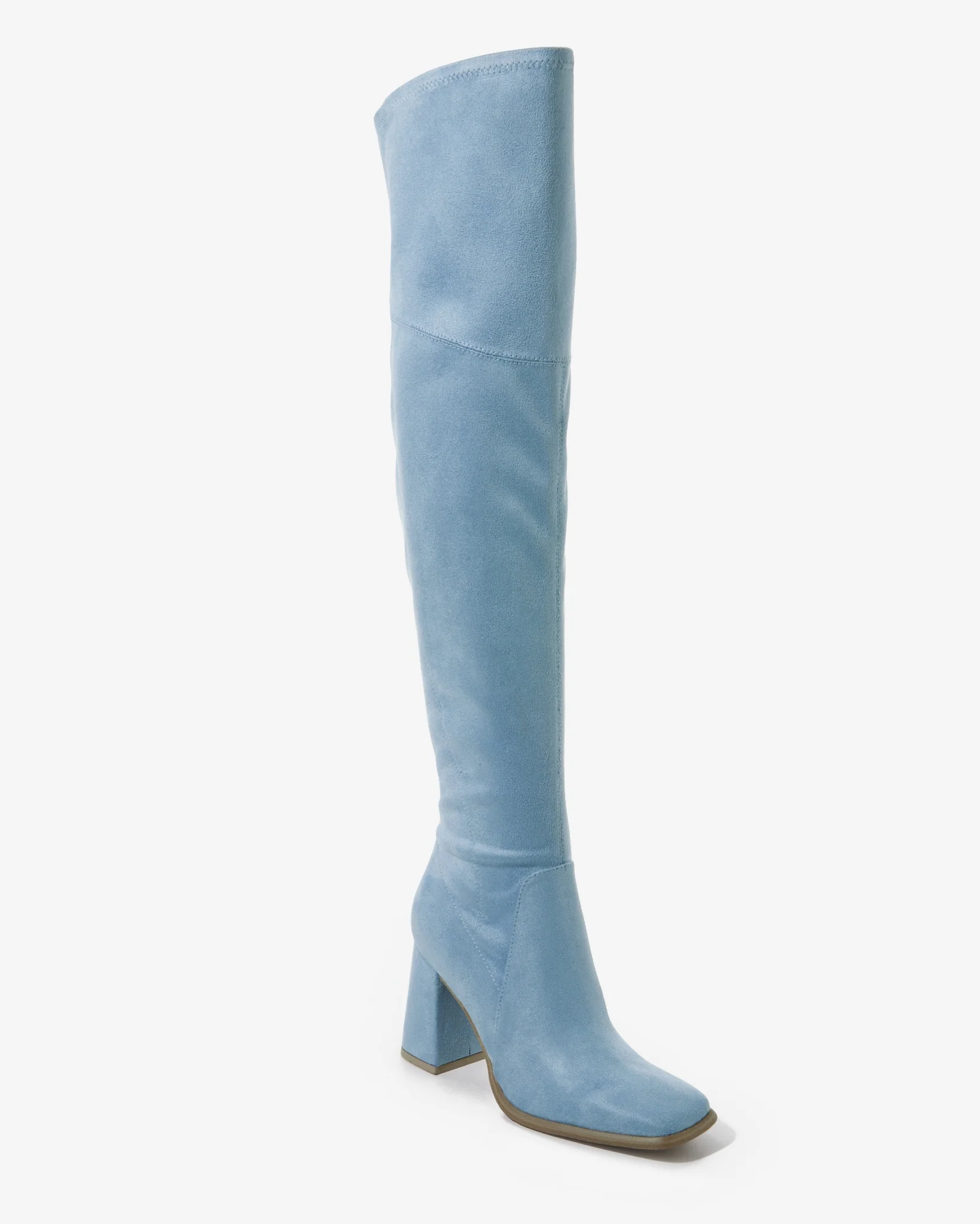 Over the Knee Square Toe Boot Light Blue - Mycitystee
