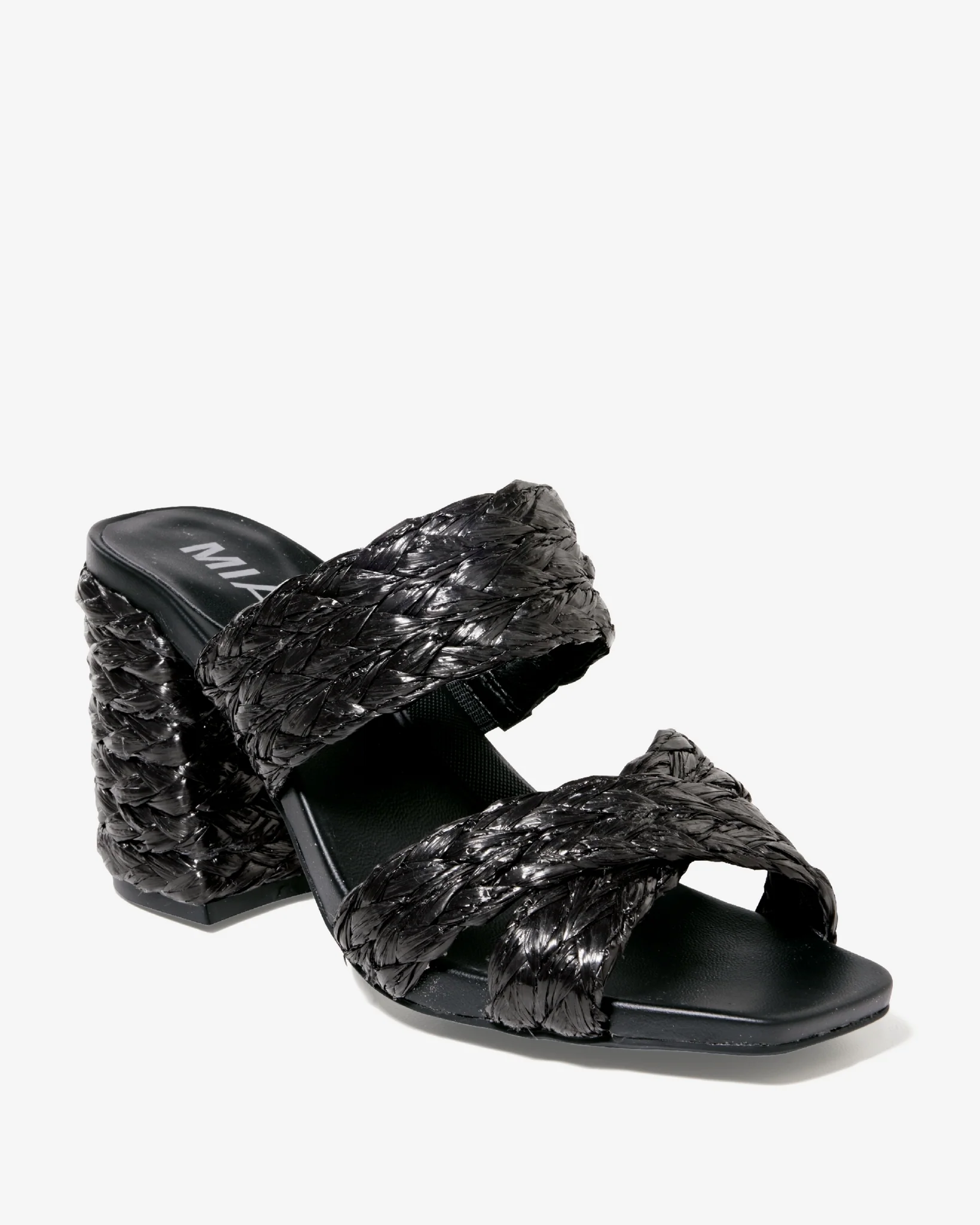 Raffia Band Block Heel Black - Mycitystee