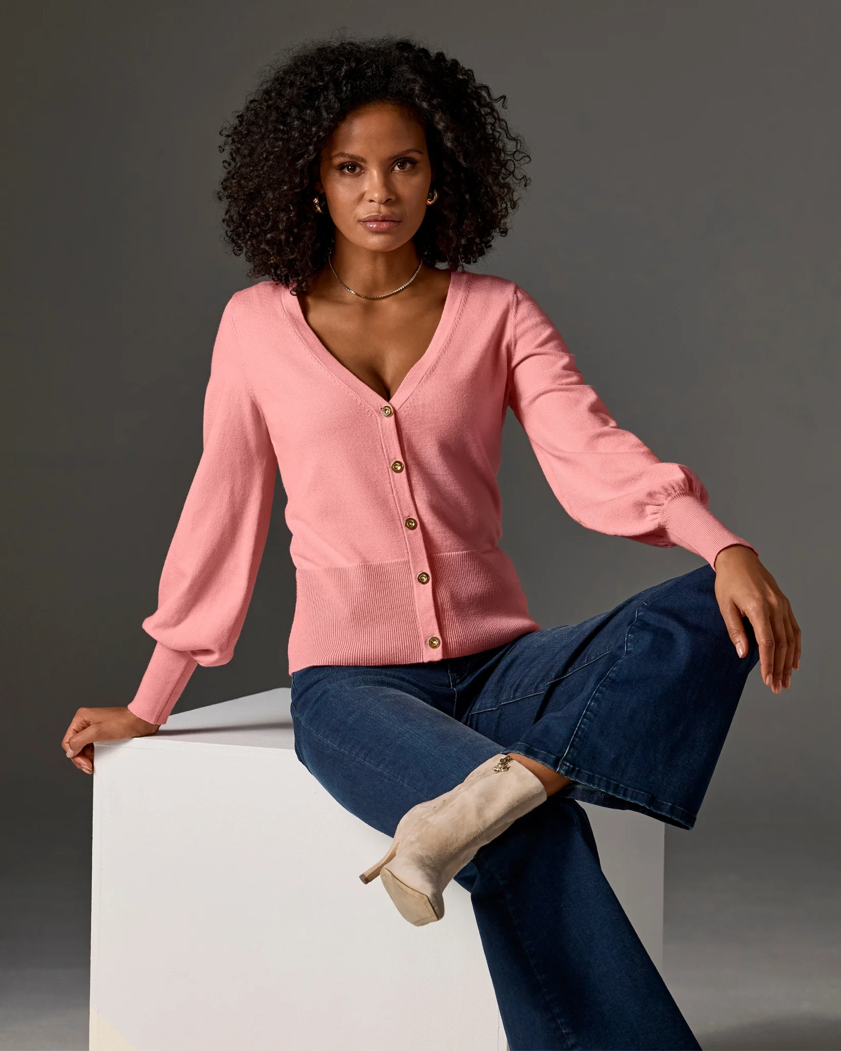 Lightweight Button Up Cardigan Sweater Pink Icing - Mycitystee