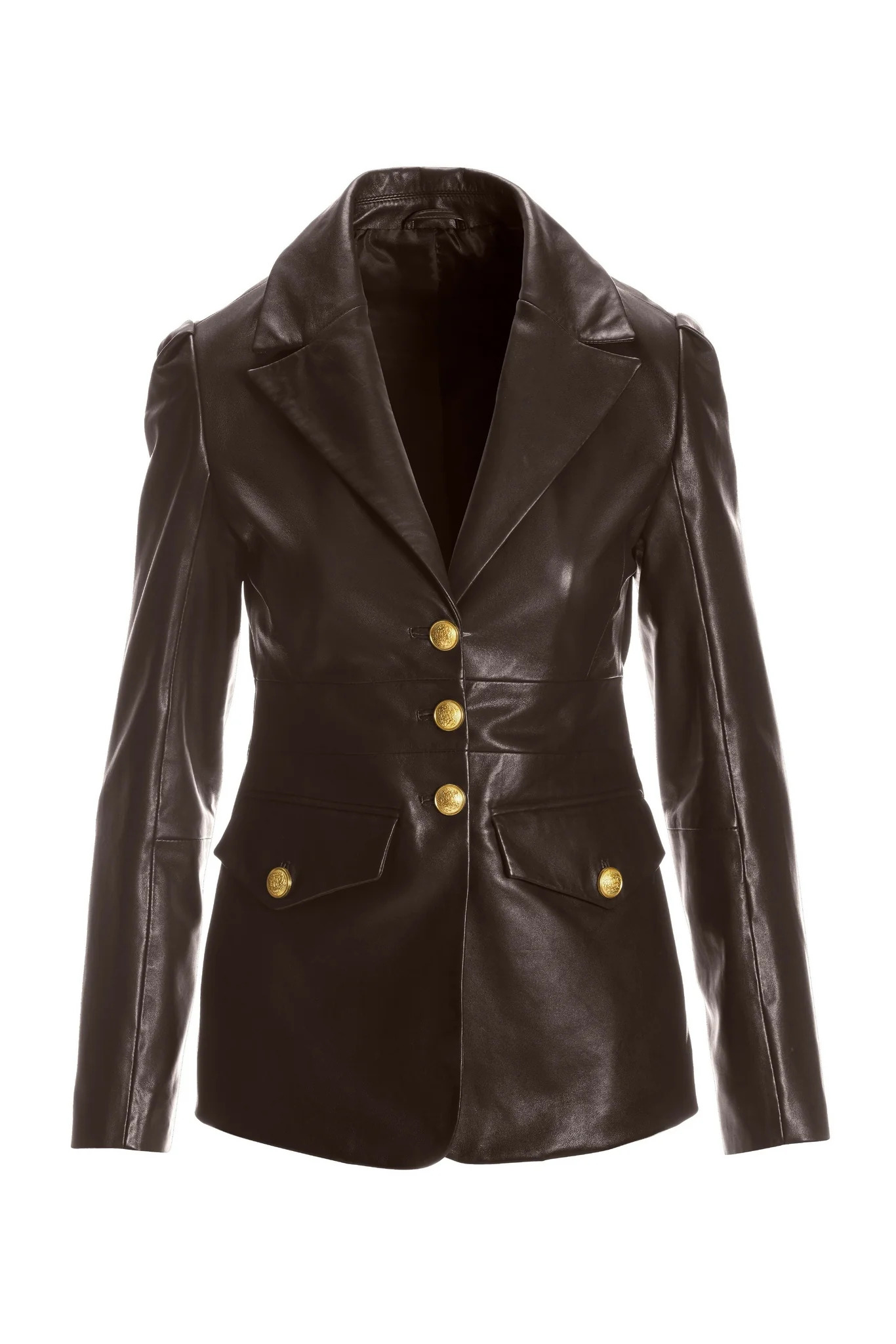 Leather Modern Single Breasted Blazer Chocolate - Mycitystee