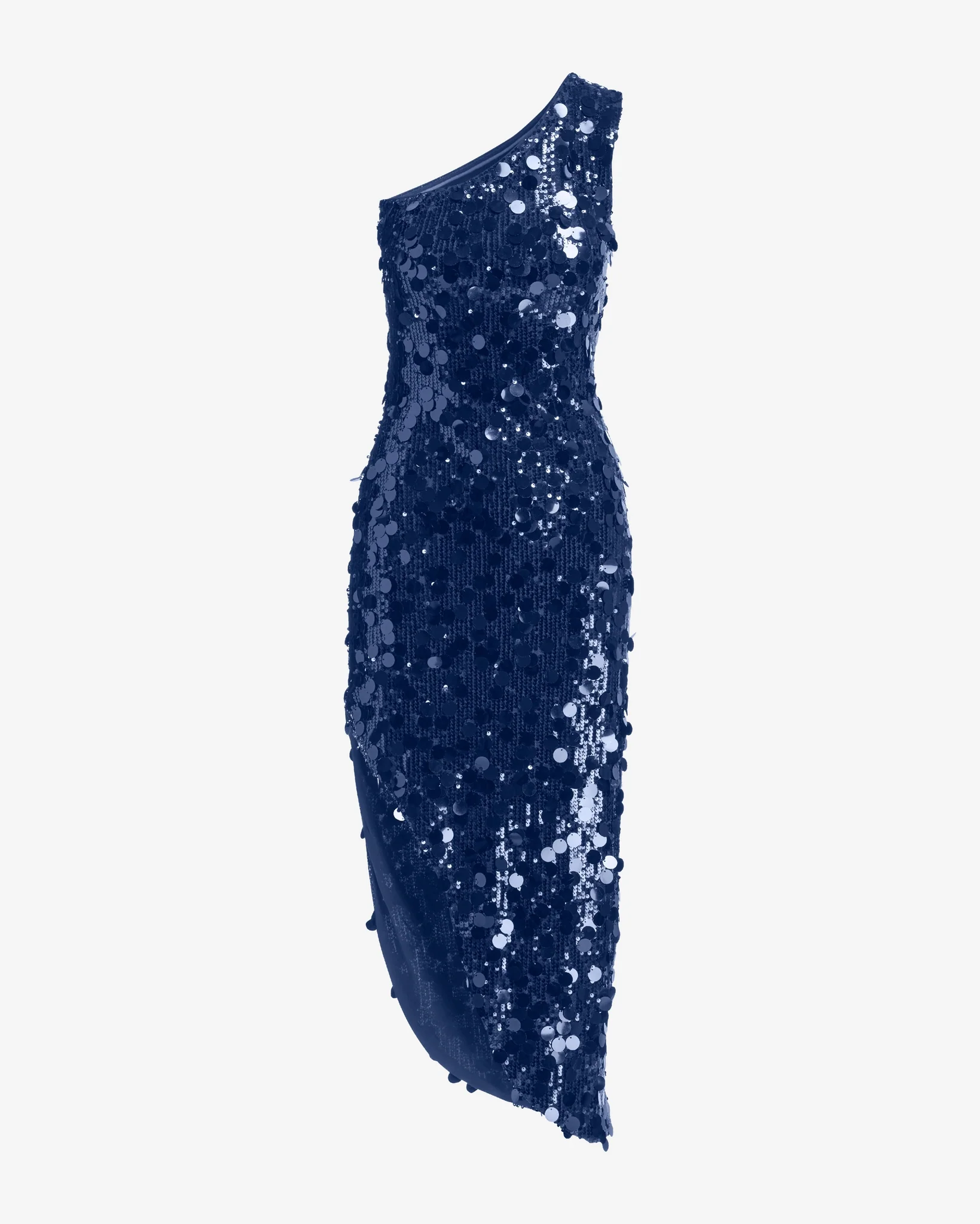 One Shoulder High Slit Paillette Ankle Dress Deep Cobalt - Mycitystee