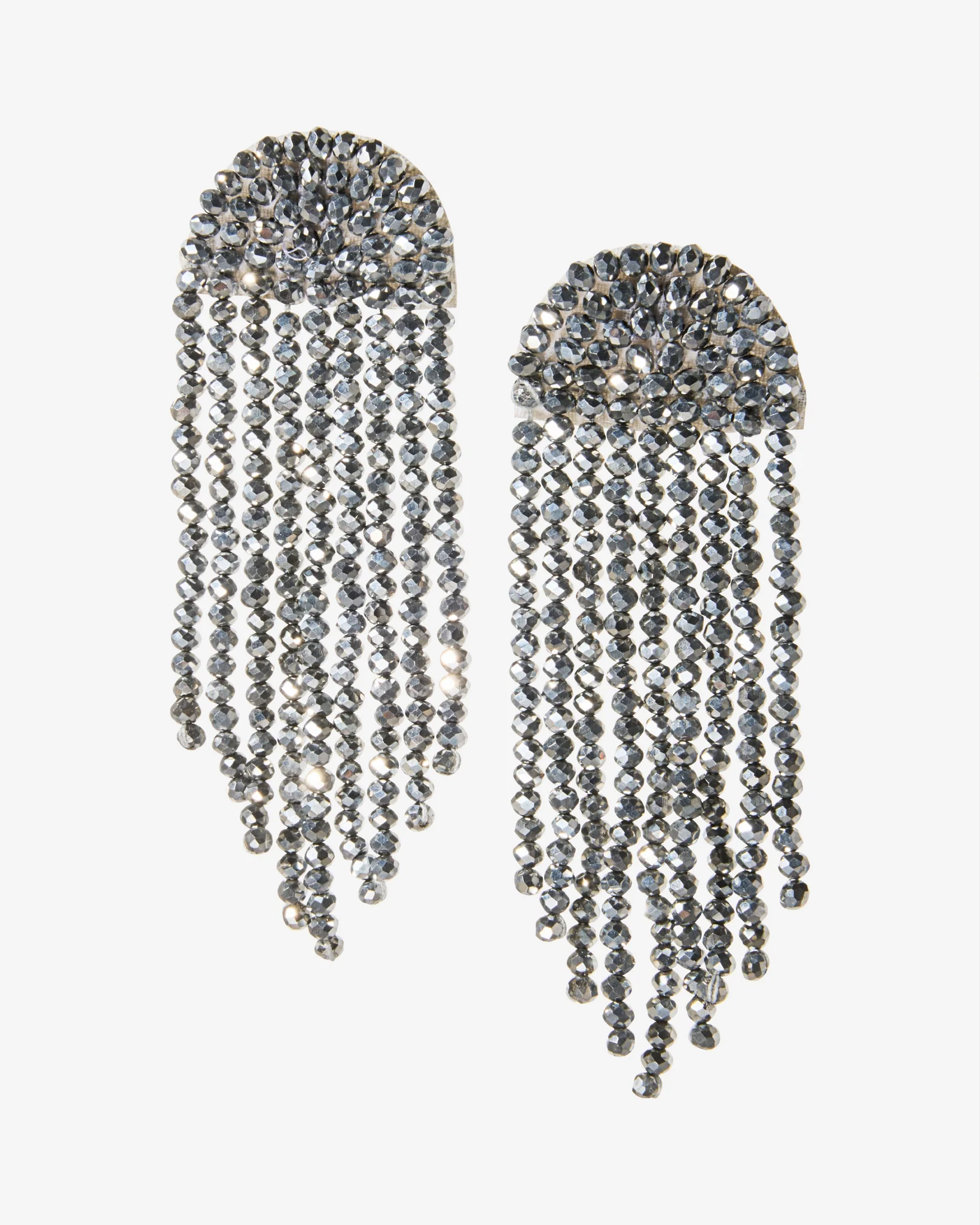 Occasion Fringe Beaded Drop Earrings Silver - Mycitystee