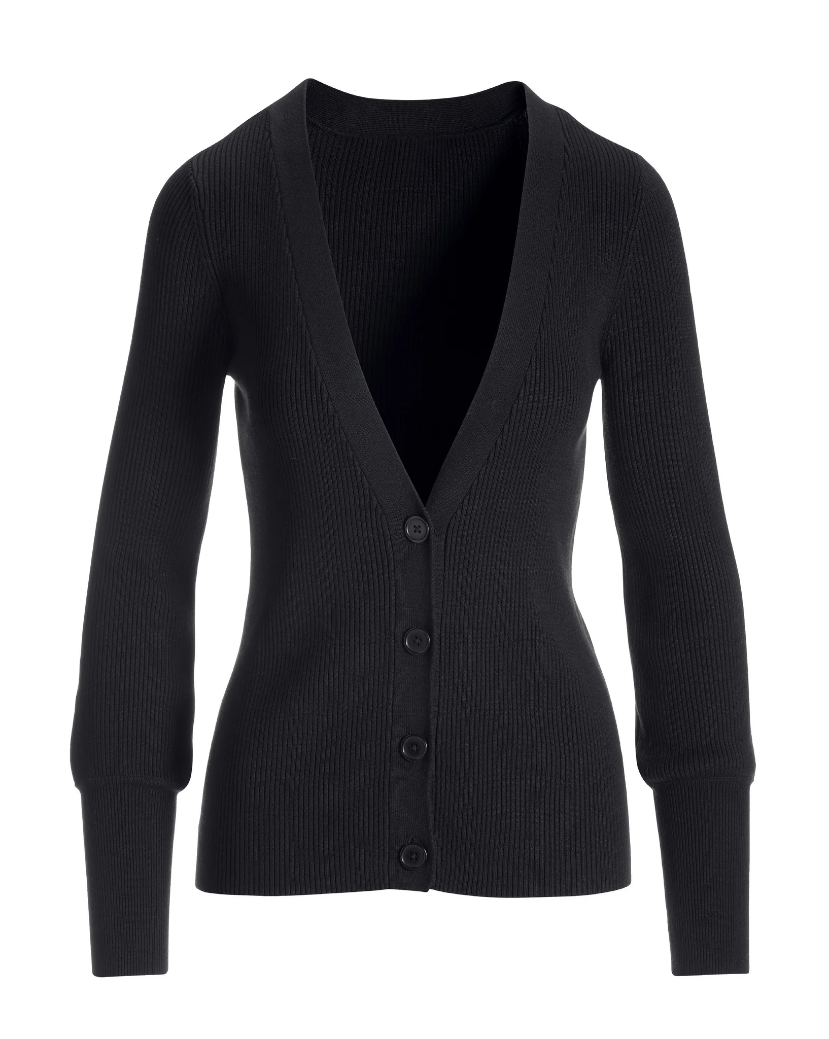 Ribbed Sweater Button Cardigan Black - Mycitystee