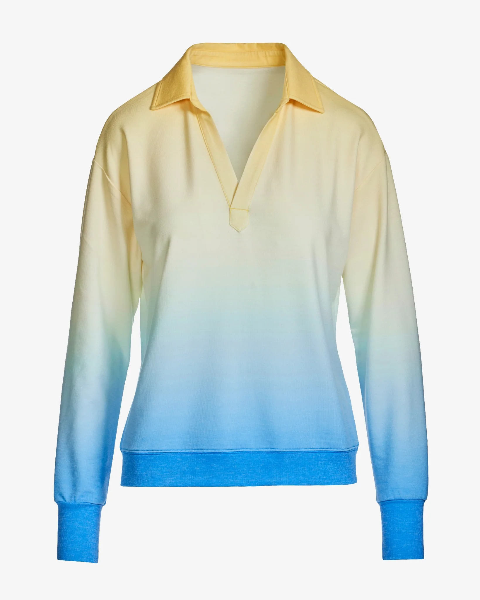 Ombre Lounge Collared Sweatshirt Blue/Yellow - Mycitystee