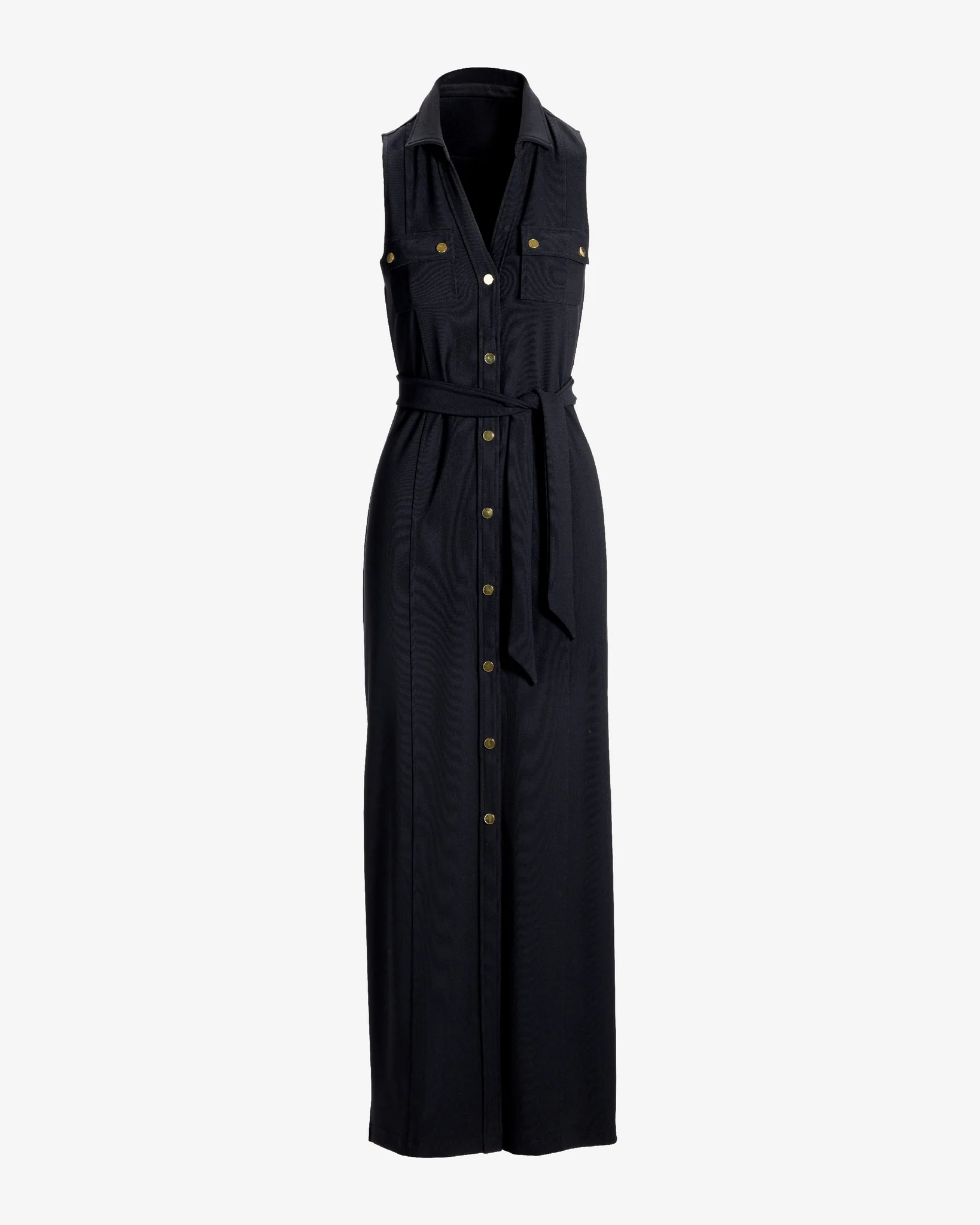 Beyond Travel Belted Maxi Dress Jet Black - Mycitystee