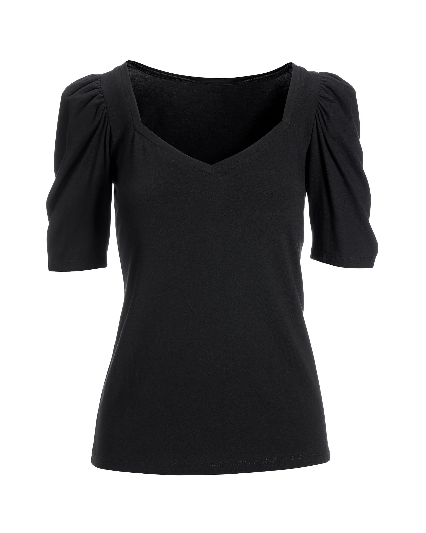 Sweetheart Puff-Sleeve Tee Black - Mycitystee