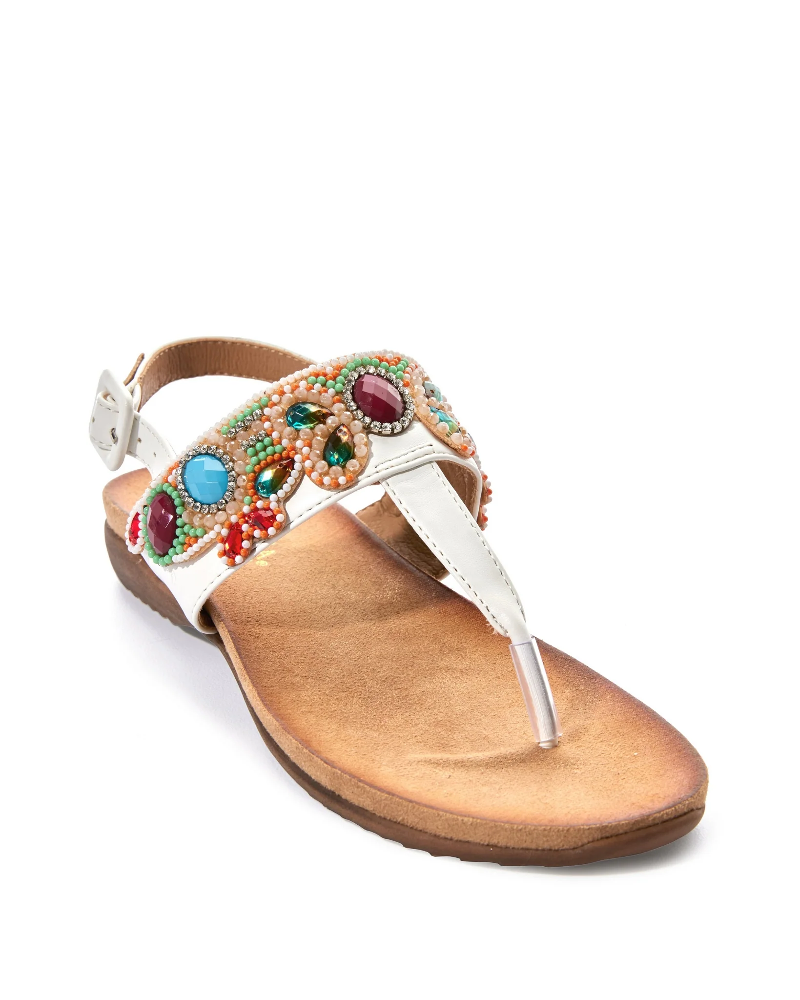 Gem Embellished Sandal White - Mycitystee