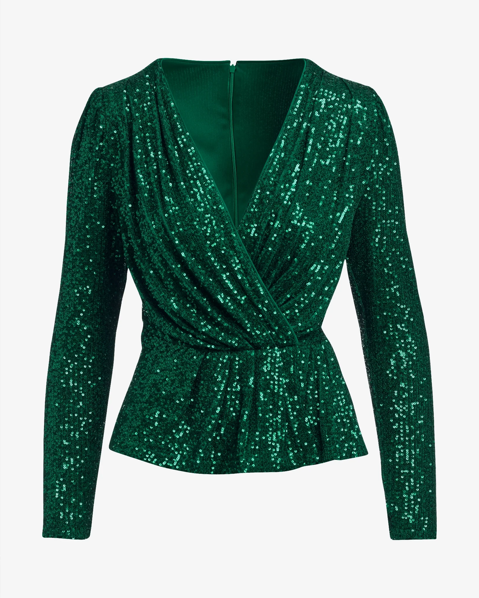 Sequin Peplum Knit Top Evergreen - Mycitystee