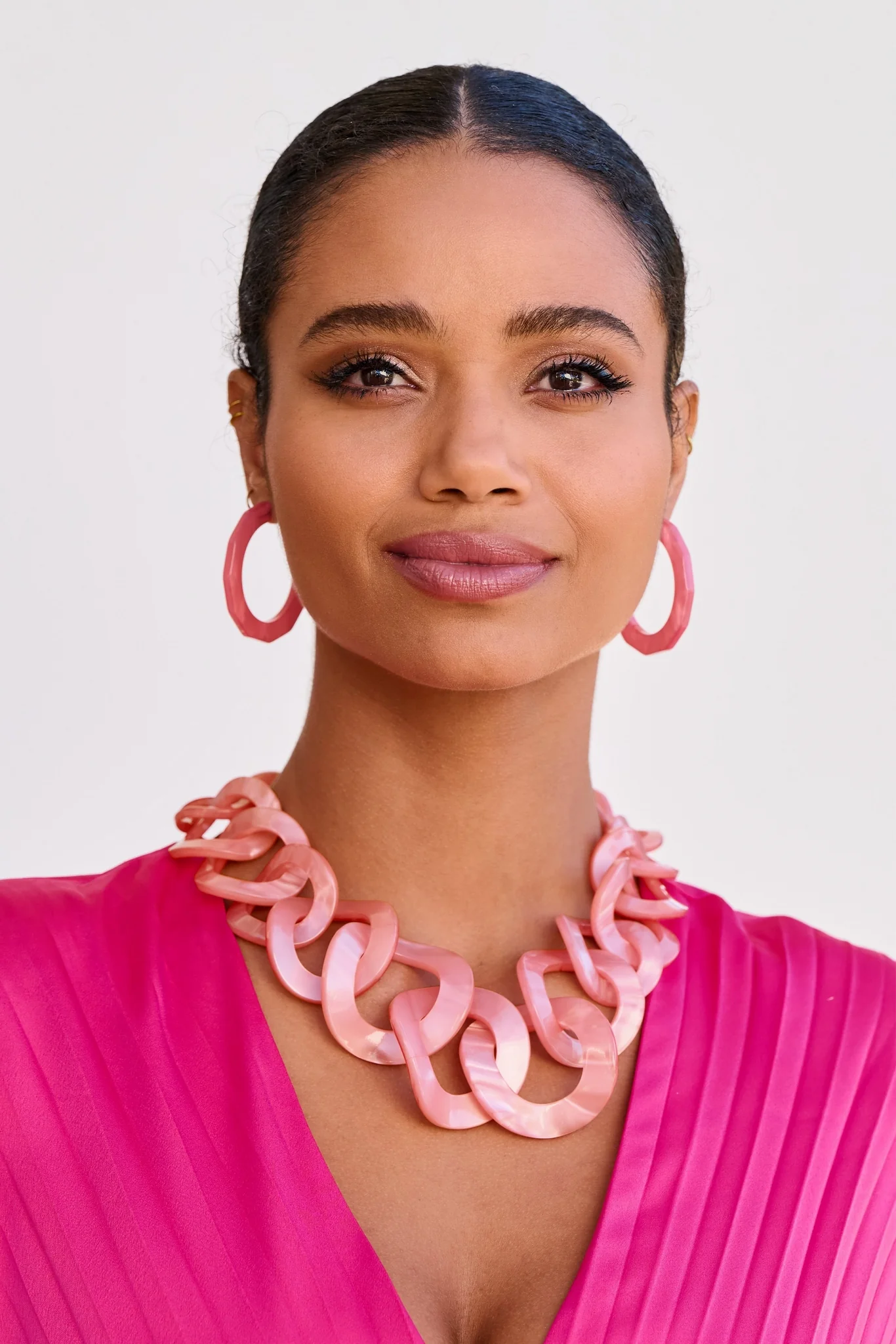 Glistening Resin Textured Hoop Earring Pink - Mycitystee