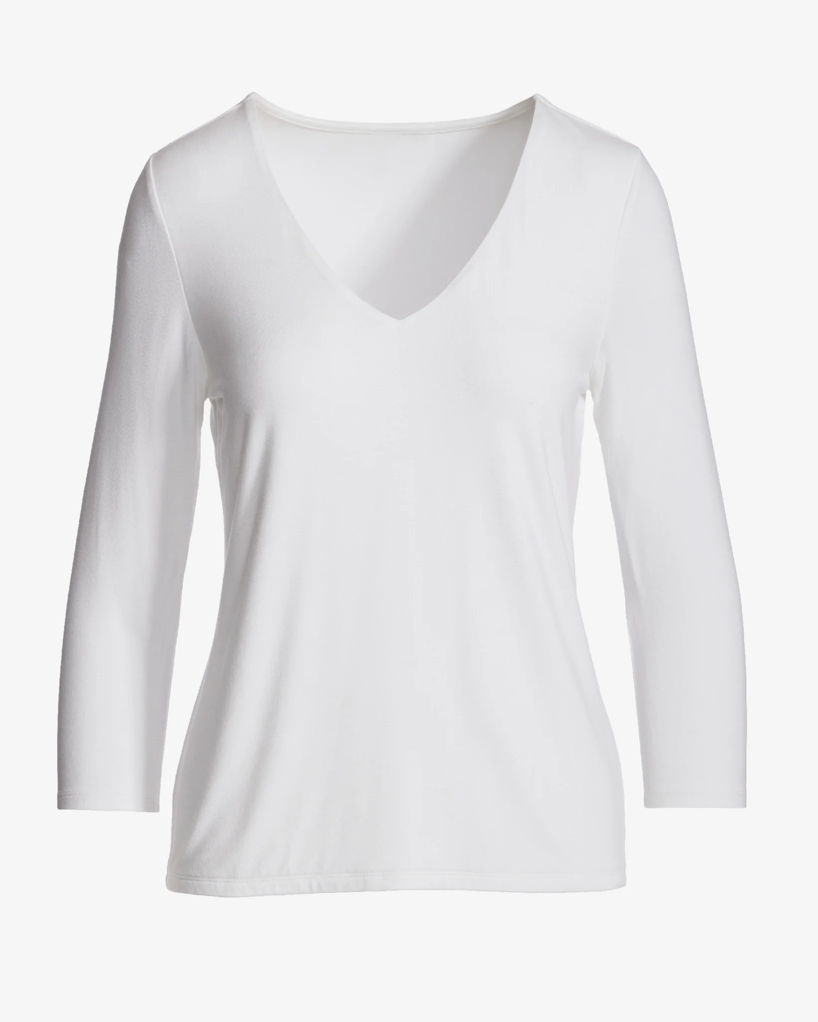So Effortless Three Quarter Sleeve V Neck Pure White - Mycitystee