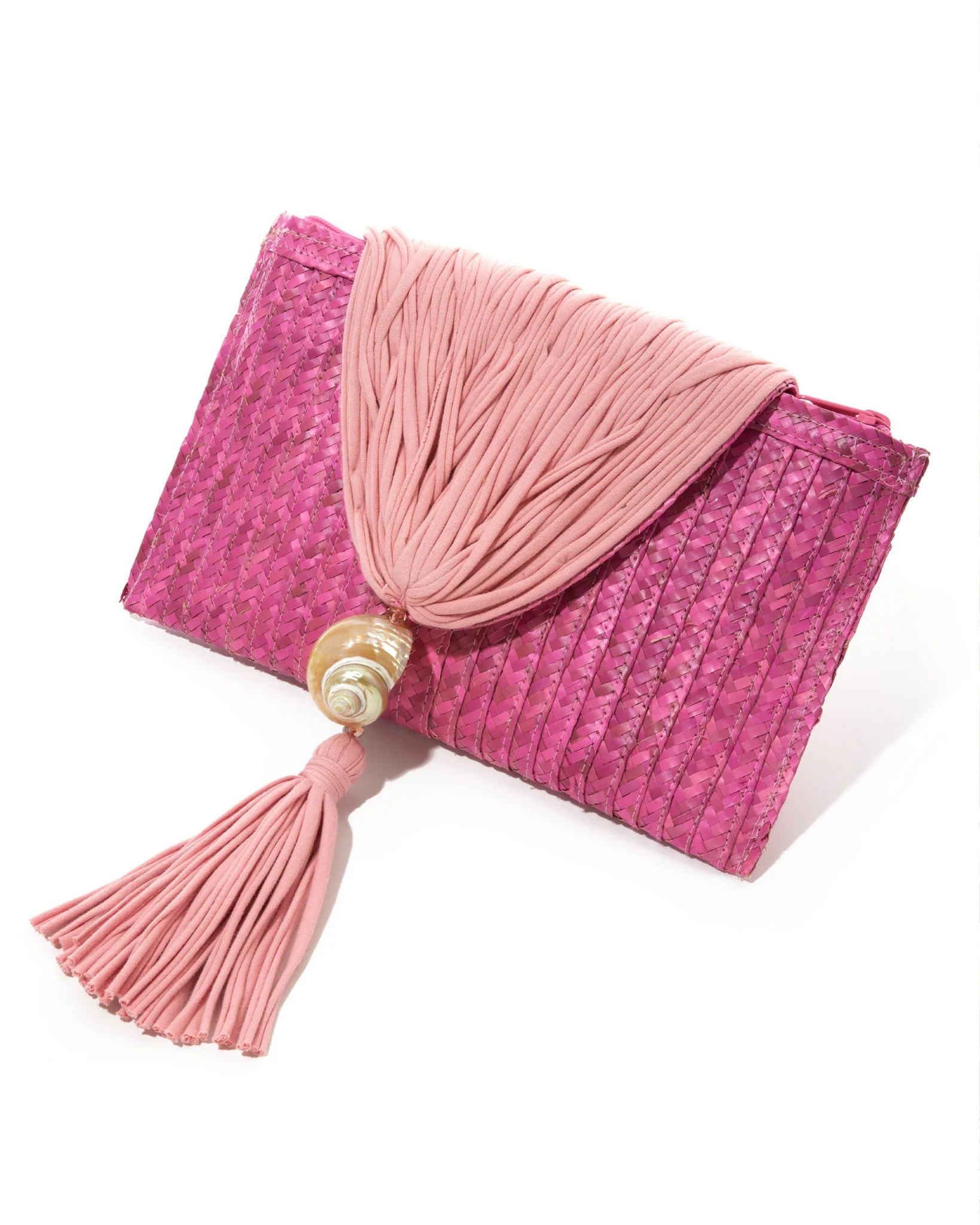 Macrame Raffia Shell Clutch Pink - Mycitystee