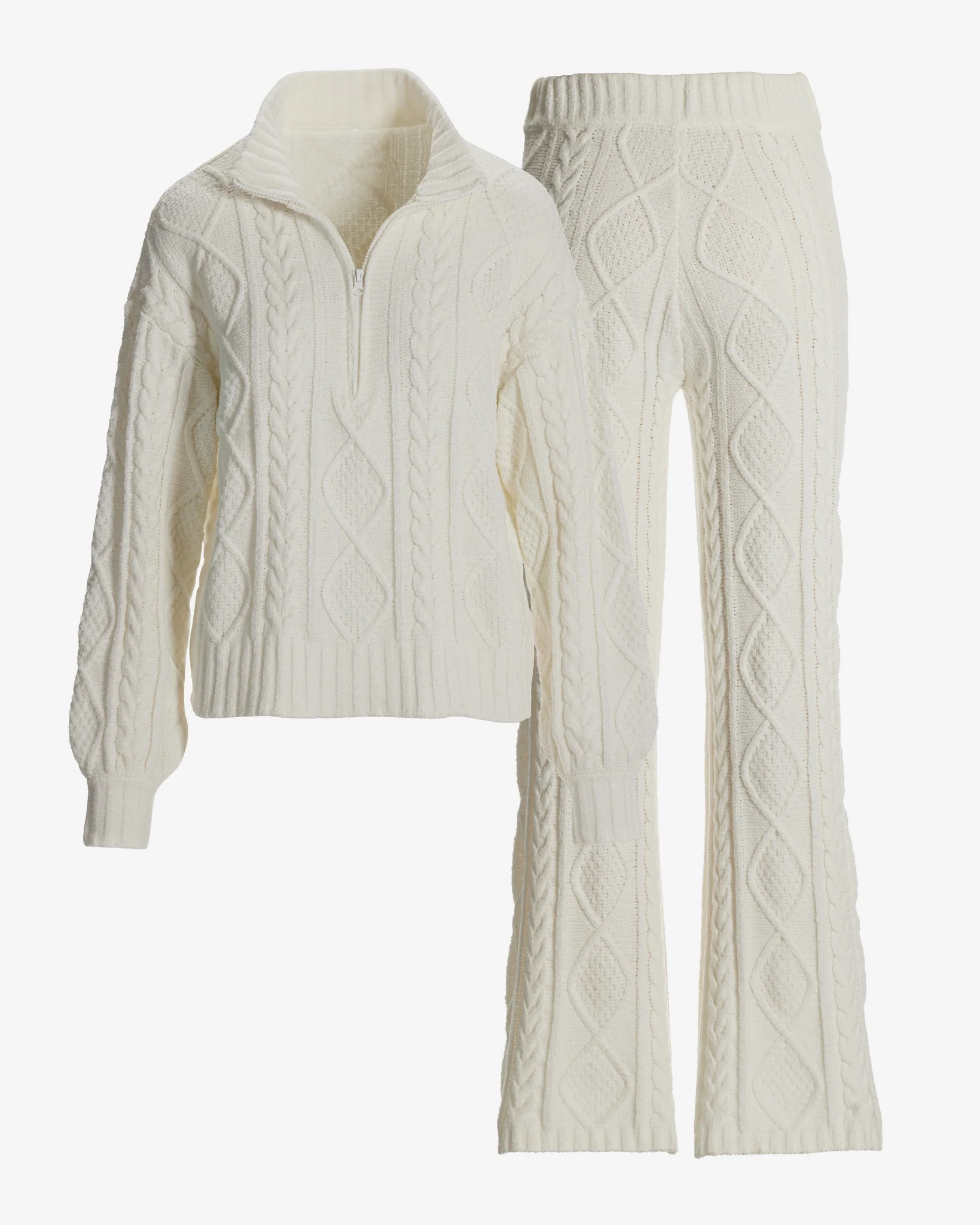 Half Zip Cable Lounge Set Off White - Mycitystee
