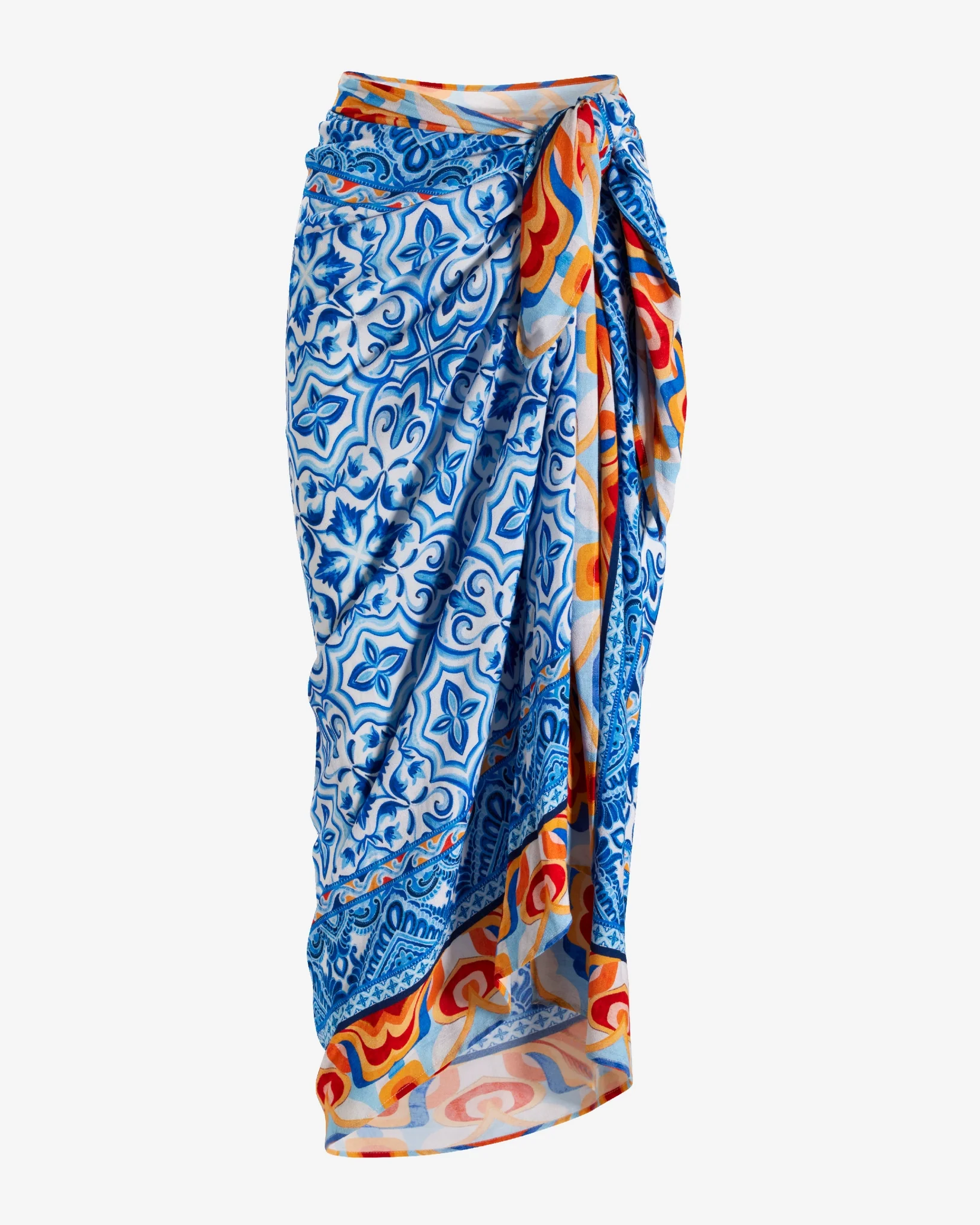 Tile Print Pareo Blue White - Mycitystee