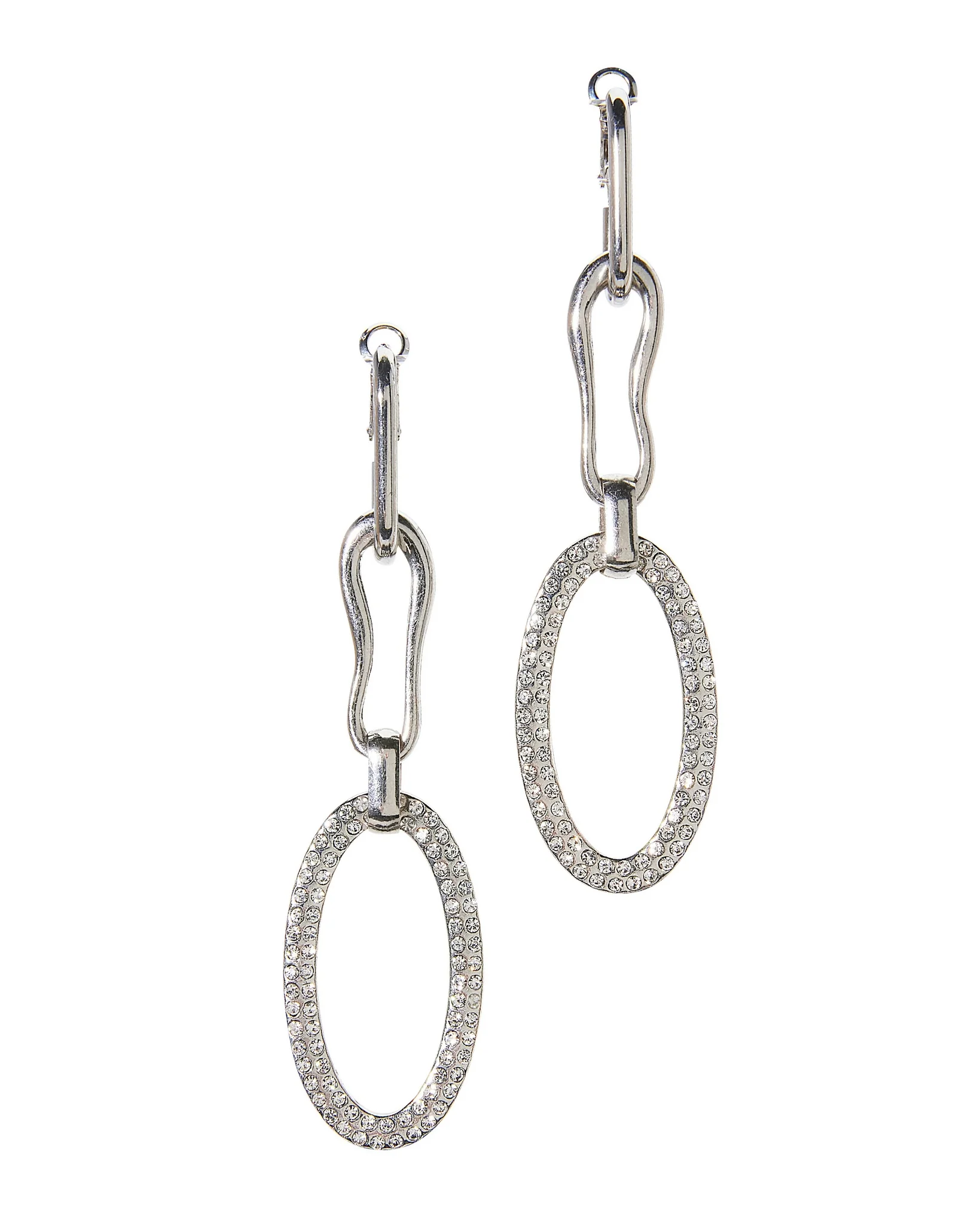 Crystal Chain Drop Earring Silver - Mycitystee