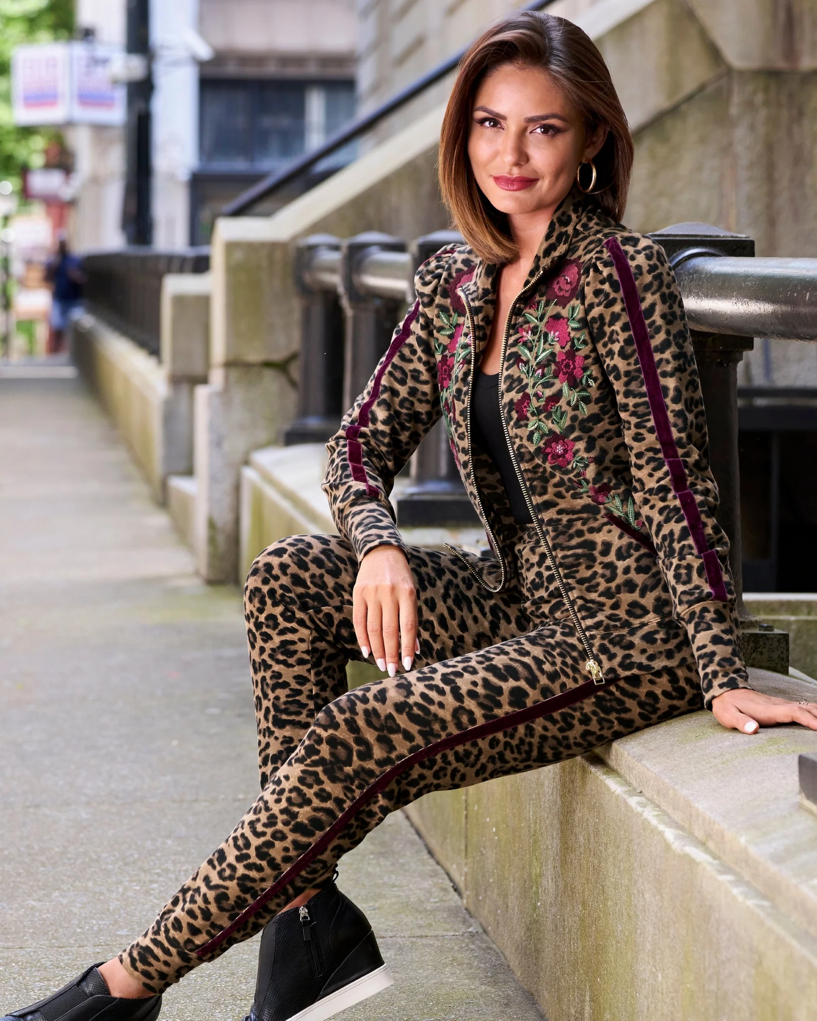 Cheetah Rose French Terry Set Black Multi - Mycitystee