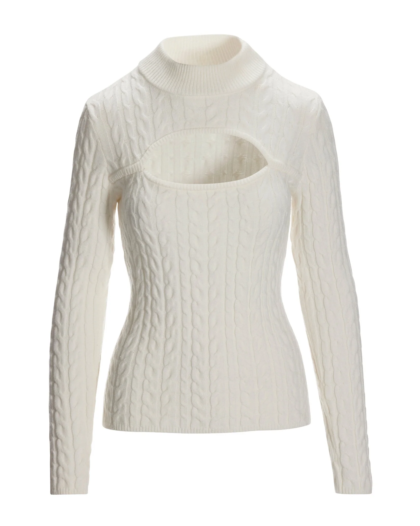 Cable Cut Out Sweater Off White - Mycitystee