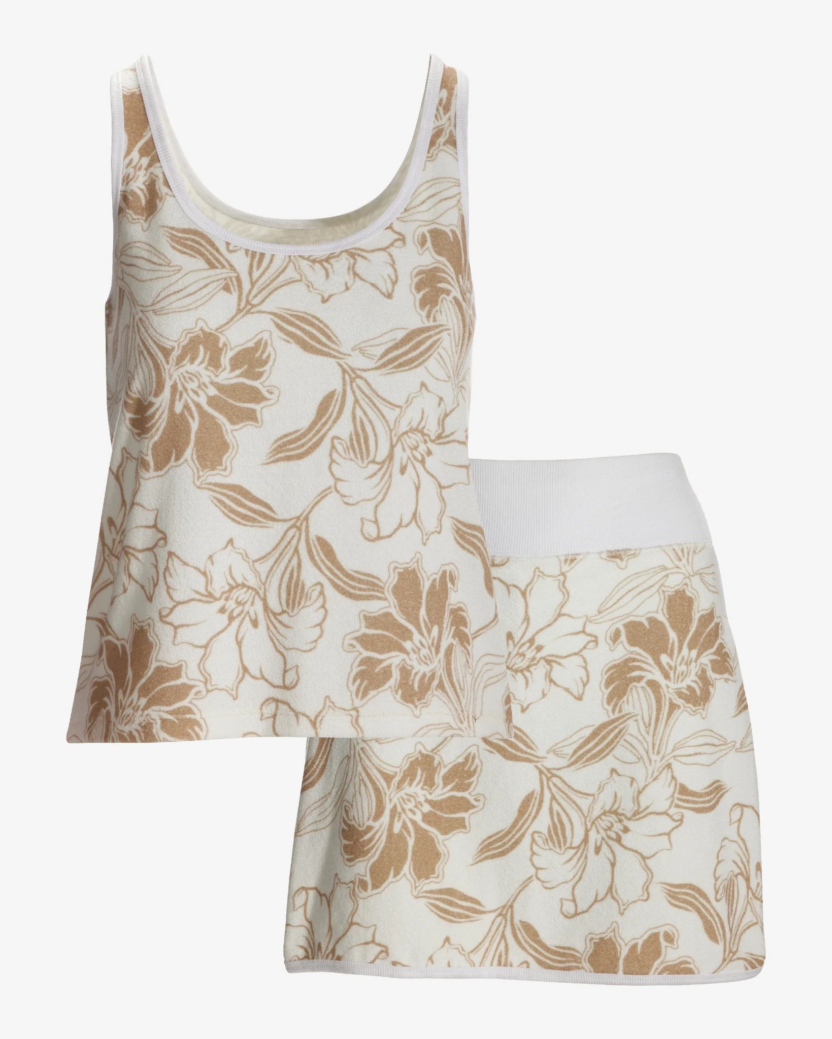 Beach Terry Floral Skort Set Neutral - Mycitystee