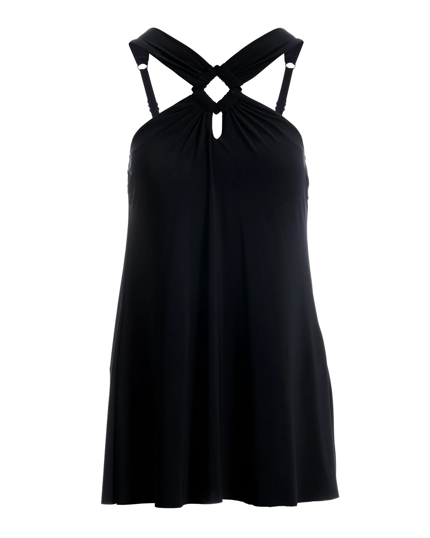Square-Cut Hardware Swim Dress Black - Mycitystee