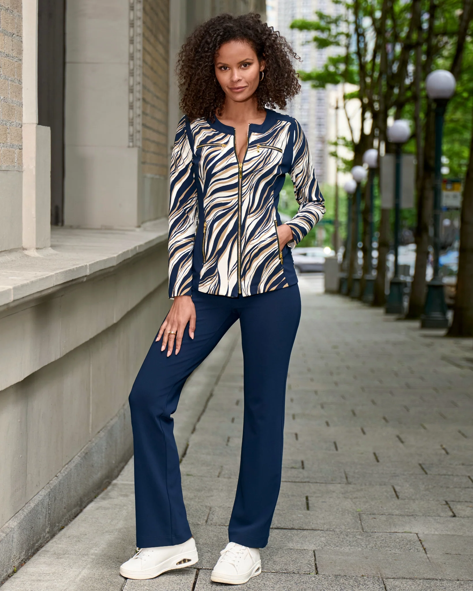 Beyond Travel Cape Town Zebra Print Coordinates Maritime Navy/Camel - Mycitystee