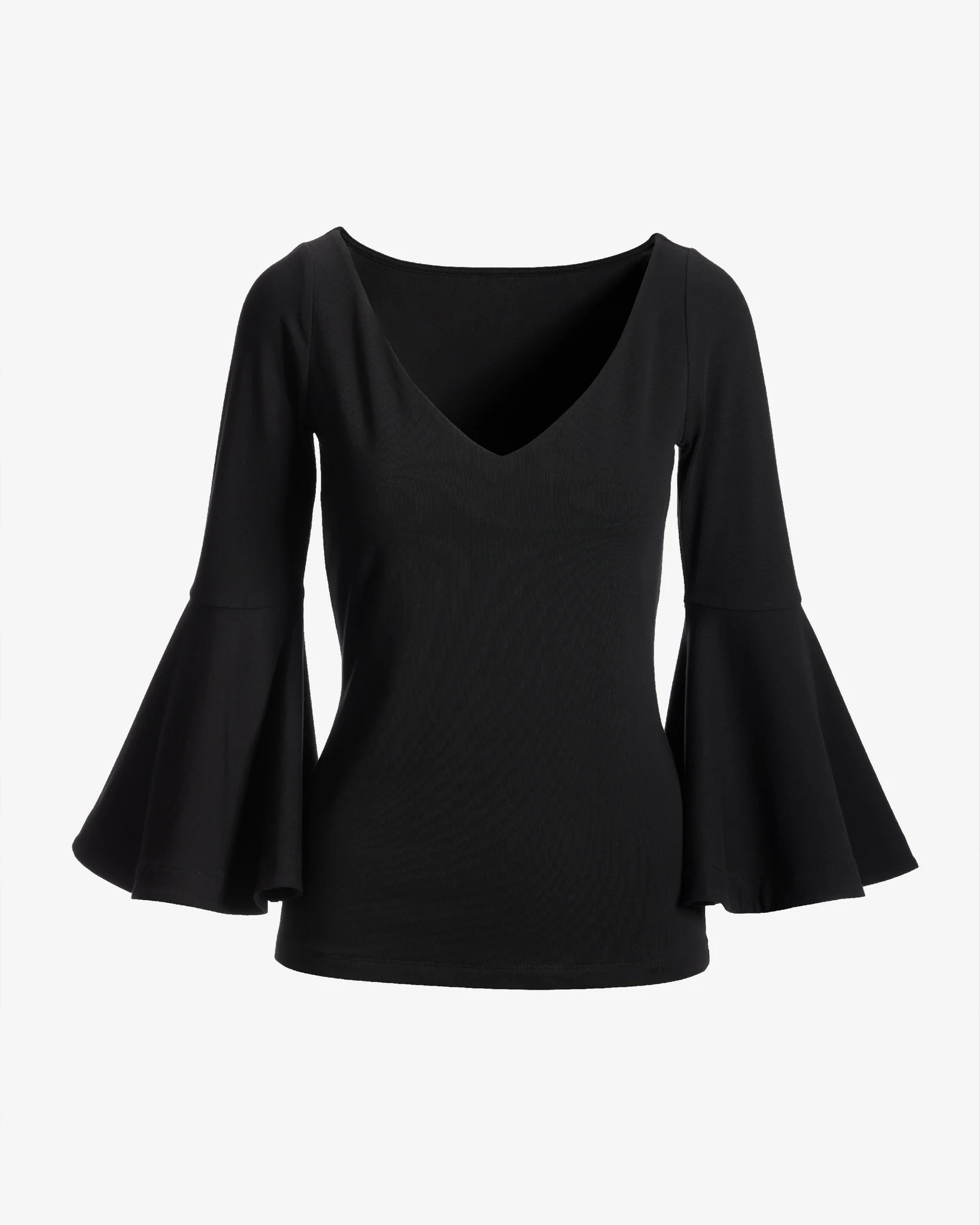 So Sexy Flare Sleeve V Neck Top Proper Black - Mycitystee