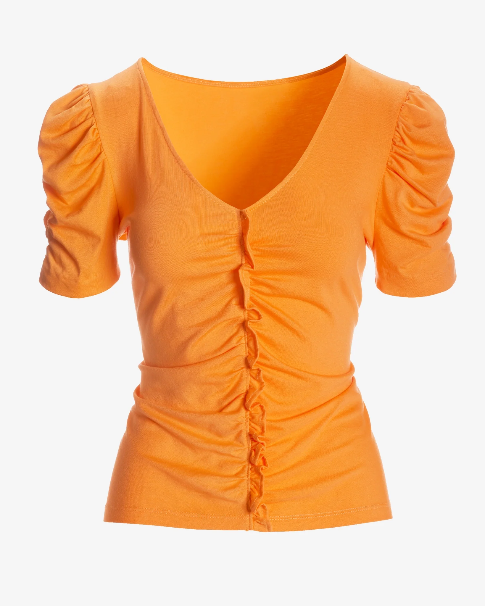 Ruched Ruffle Short Sleeve Tee Birds of Paradise - Mycitystee