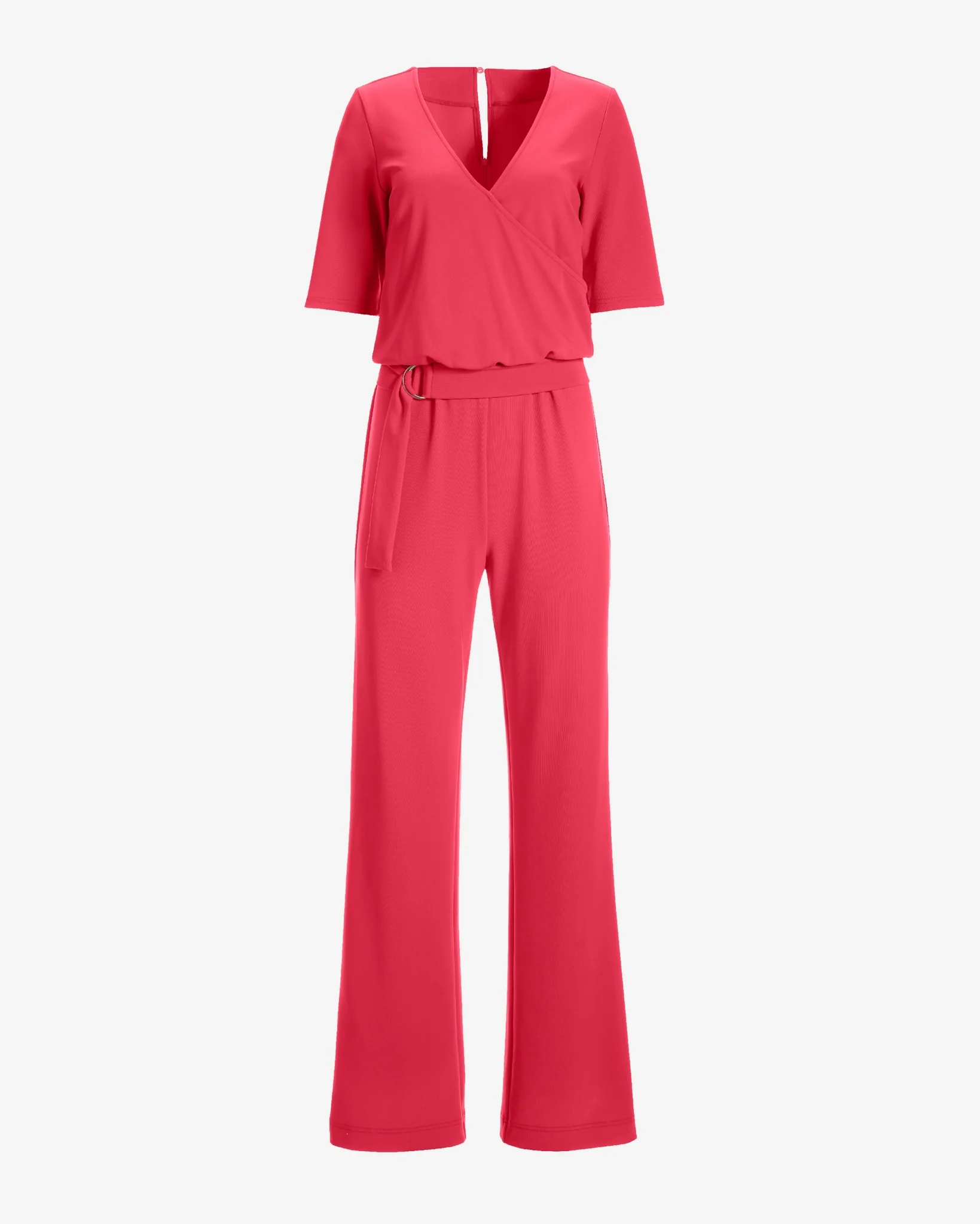 Beyond Travel Elbow Sleeve Surplice Jumpsuit Paradise Pink - Mycitystee