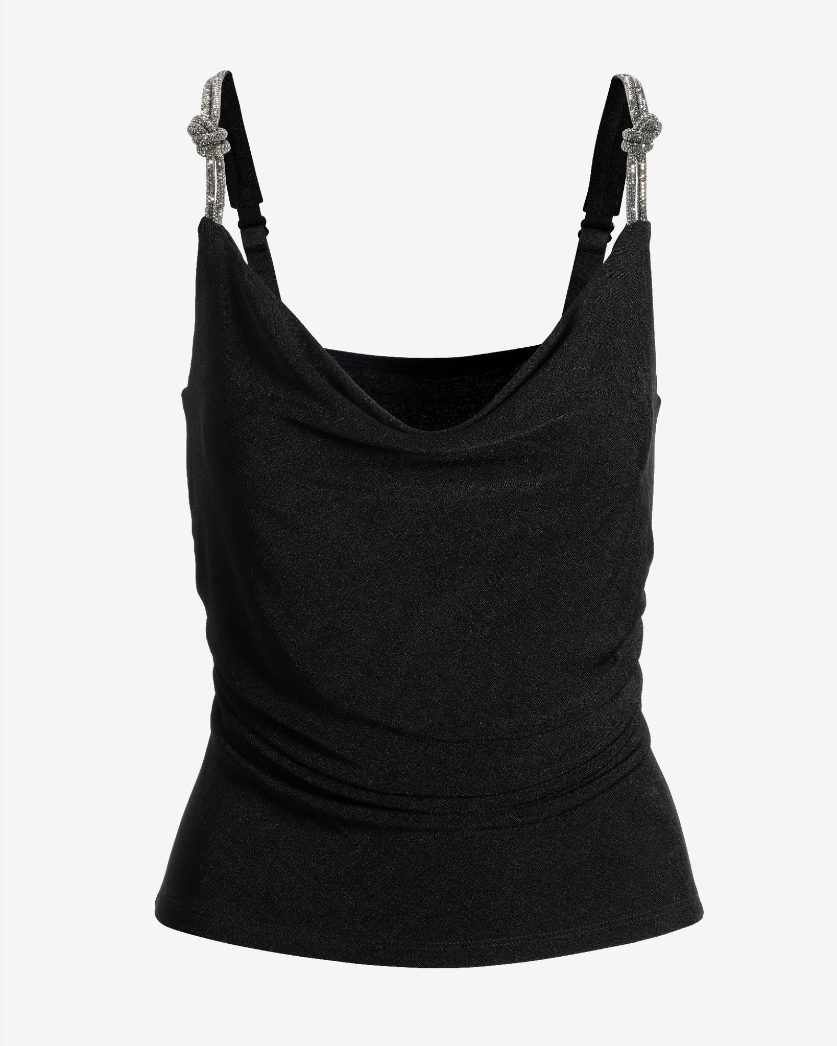 Slinky Rhinestone Knot Knit Top Black - Mycitystee