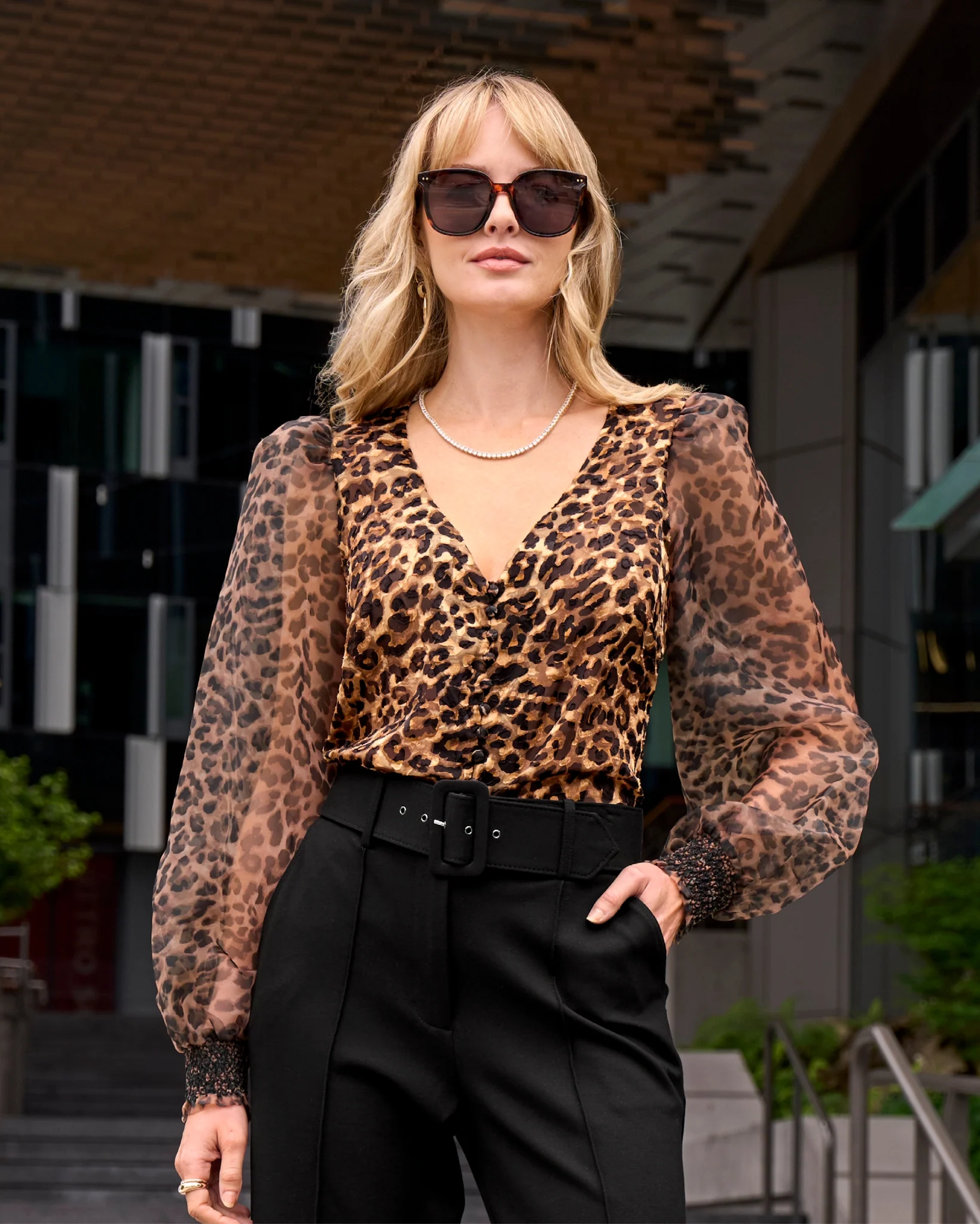 Organza Cheetah Print Top Brown - Mycitystee