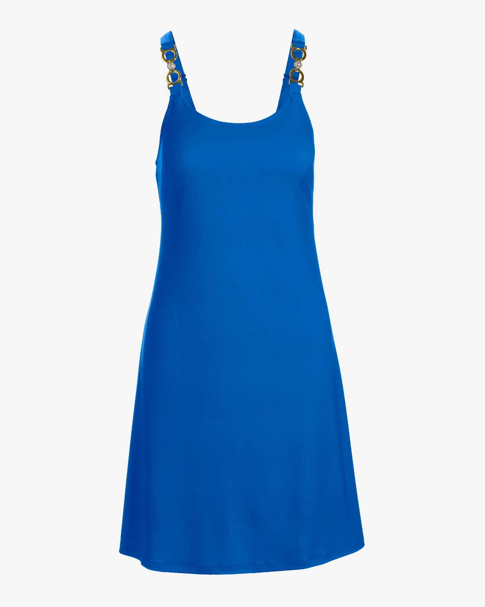 Pearl Trim A Line Knit Dress Lapis Blue - Mycitystee