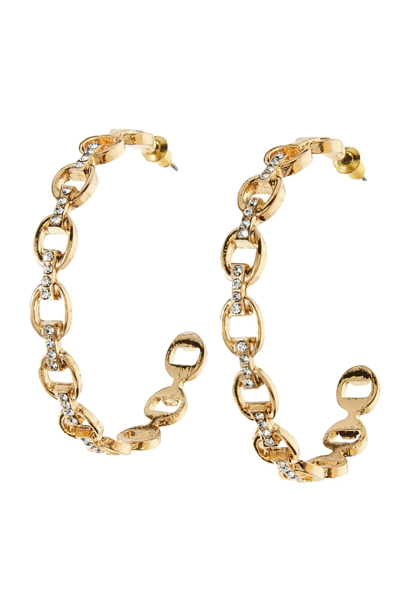 Chain Link Hoop Earrings Gold - Mycitystee