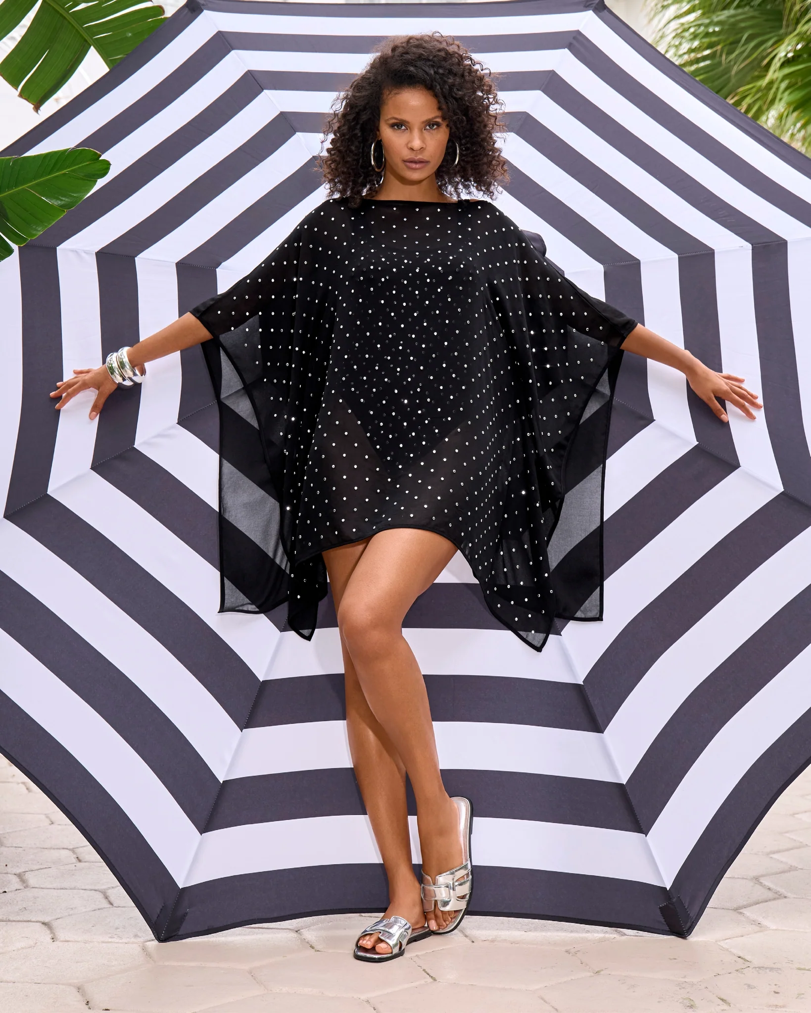 Studded Mesh Tie Cover Up Black - Mycitystee