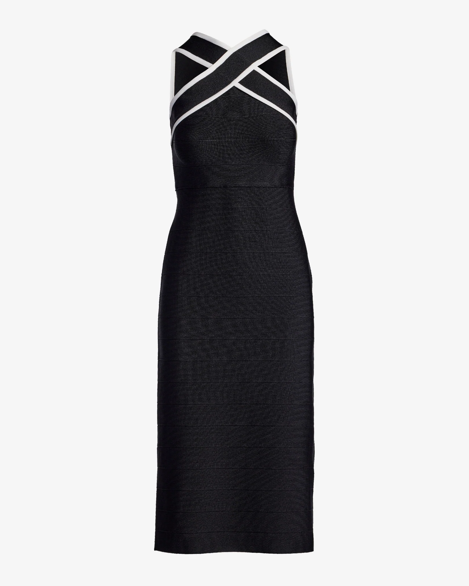 Color Block Criss Cross Bandage Midi Dress Black - Mycitystee