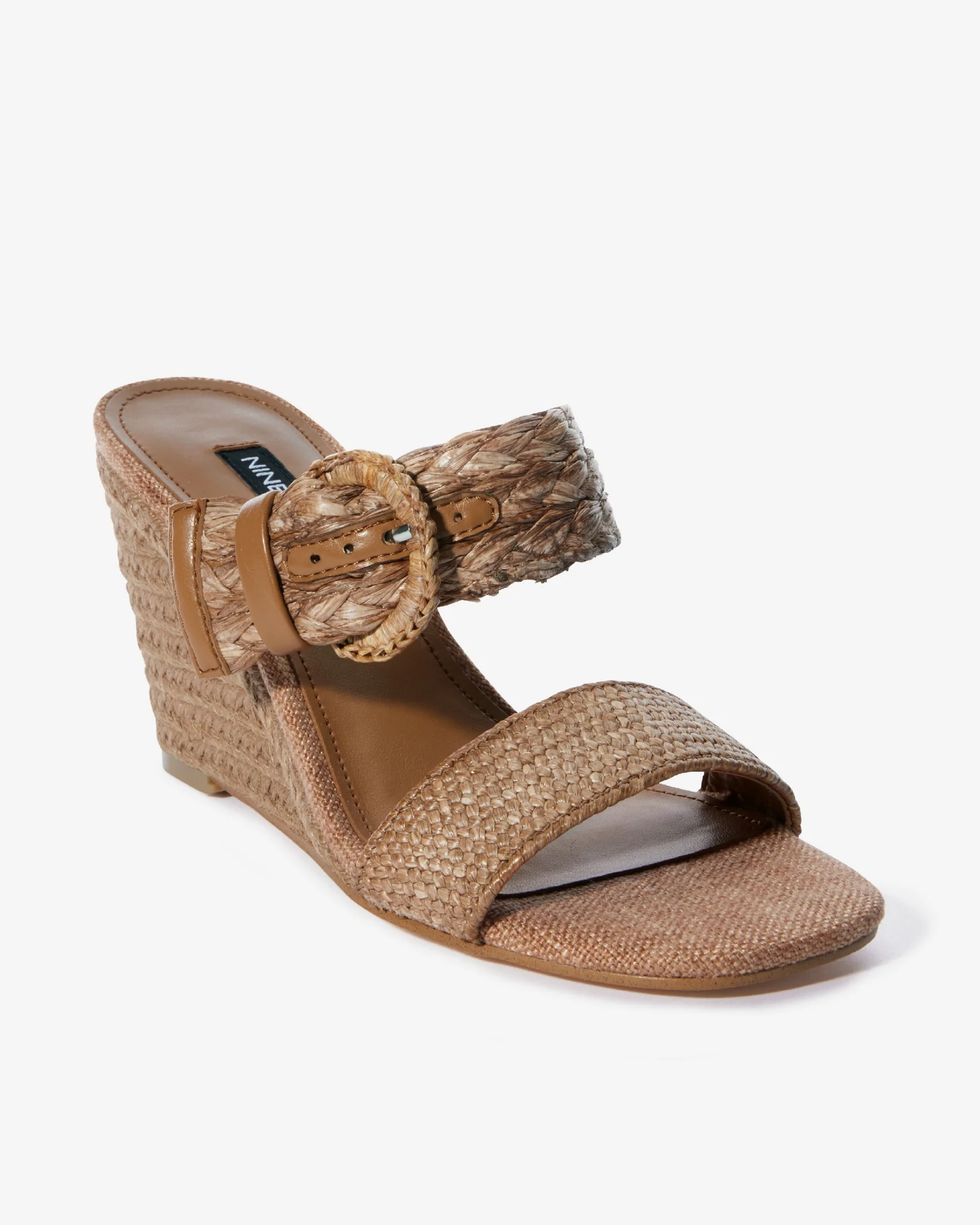 Raffia Buckle Detail Wedge Tan - Mycitystee