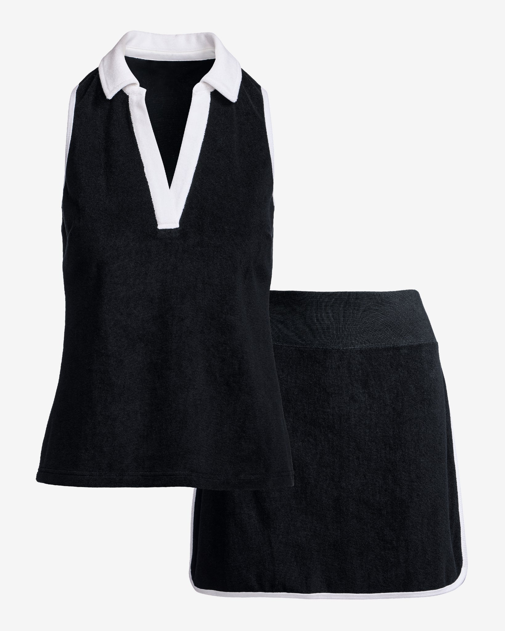 Beach Terry Colored Top and Skort Set Black/White - Mycitystee