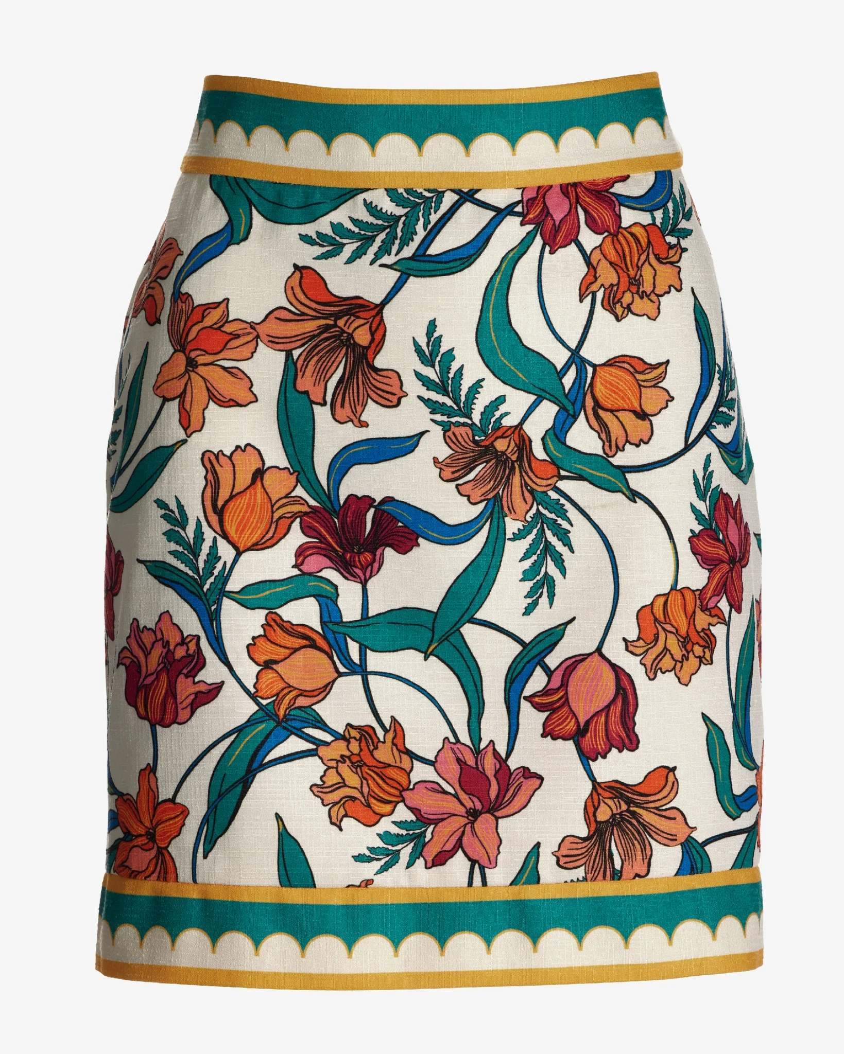 Border Print Floral Skirt Italian Vines - Mycitystee