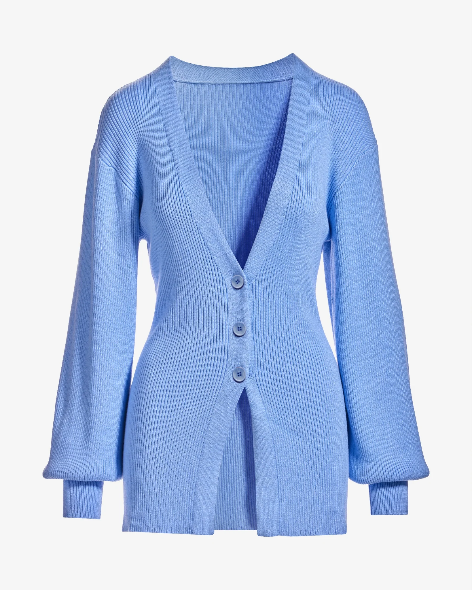 Ribbed Three Button Sweater Cardigan Blue Daze - Mycitystee