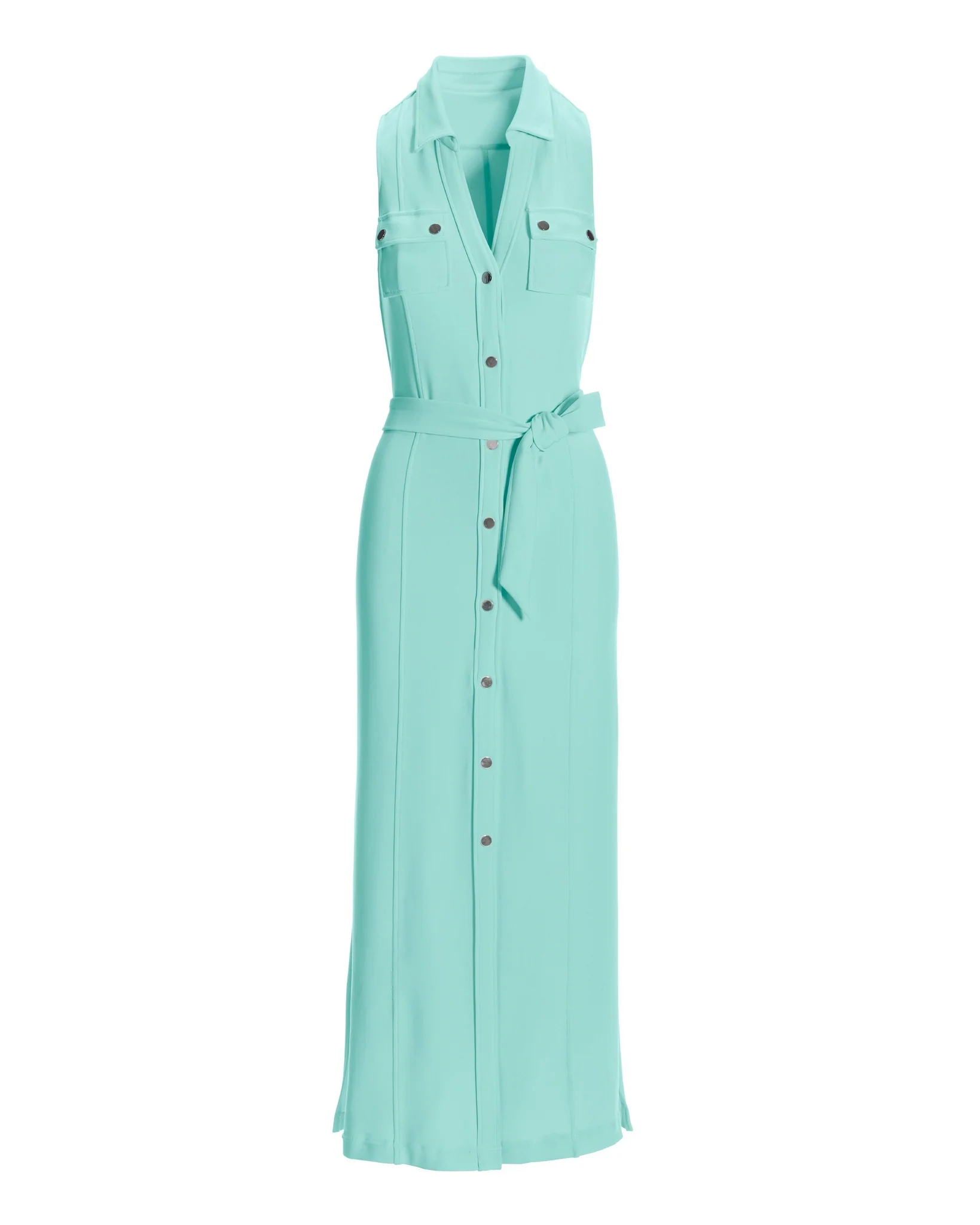 Beyond Travel Button Front Collared Maxi Dress Blue Tint - Mycitystee