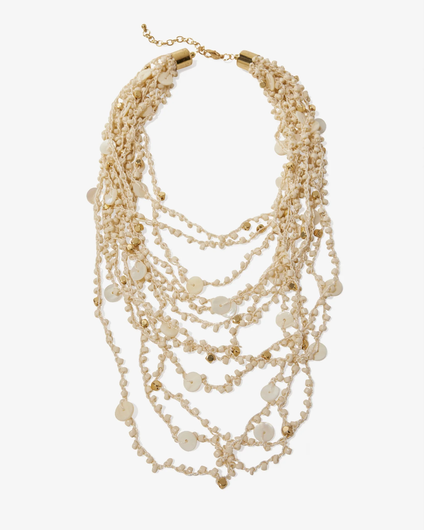 Layered Bead Necklace Off White - Mycitystee