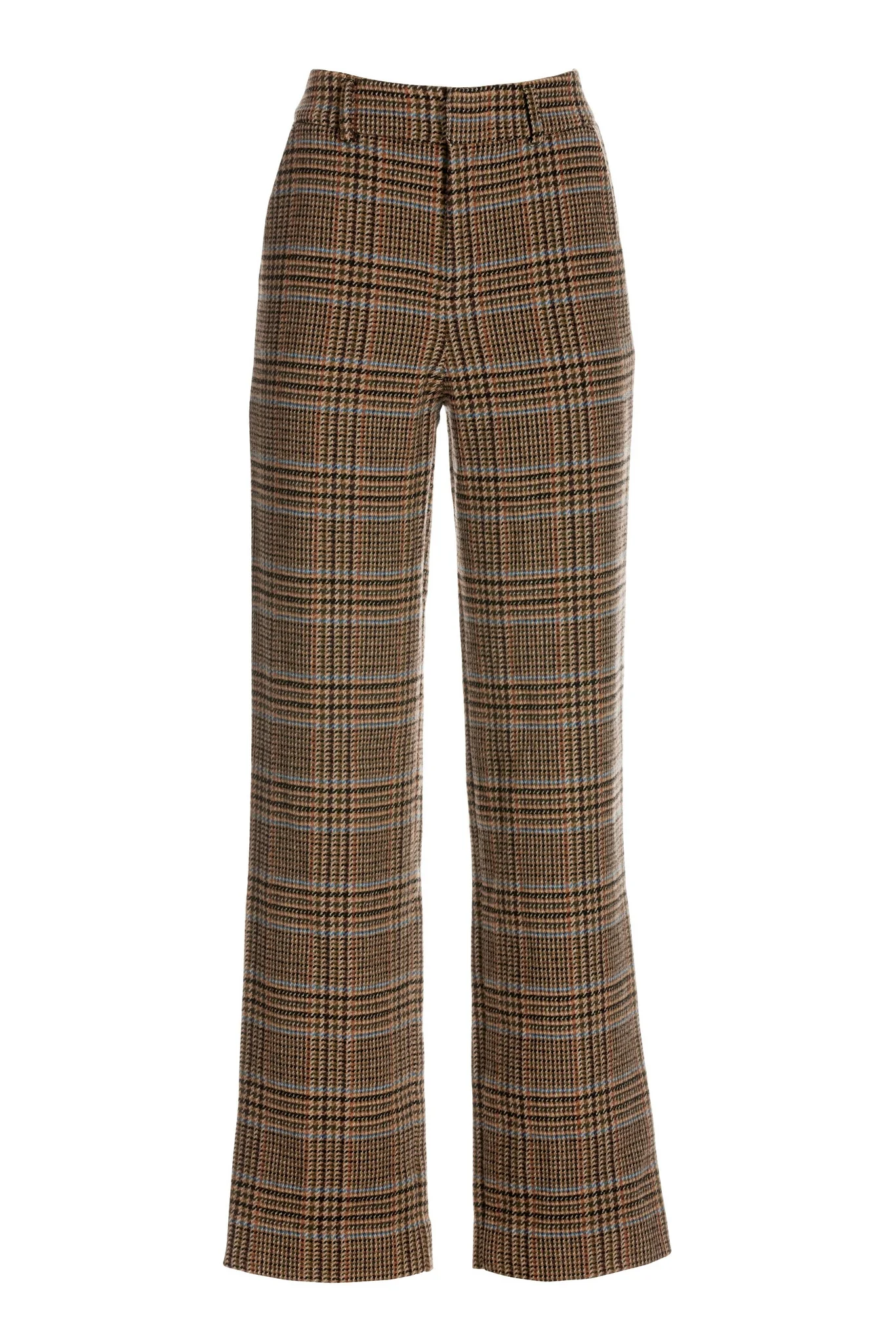 Plaid Modern High Waist Wide Leg Trouser Brown Multi - Mycitystee