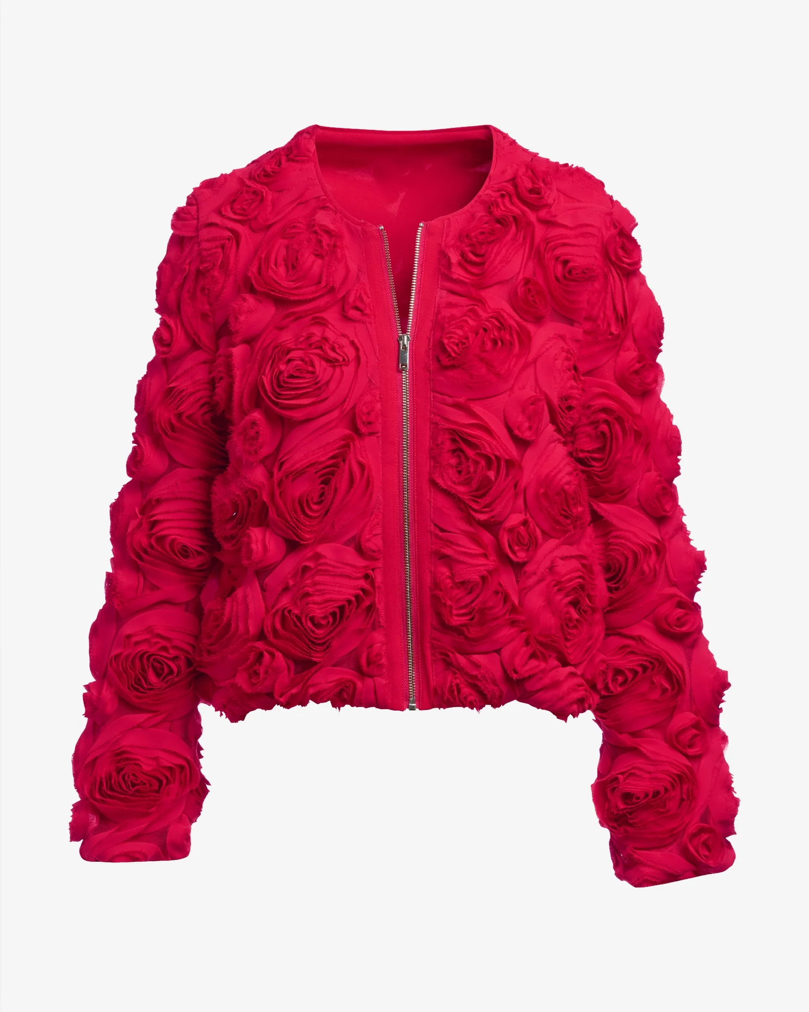 Rosette Zip Up Jacket Racing Red - Mycitystee