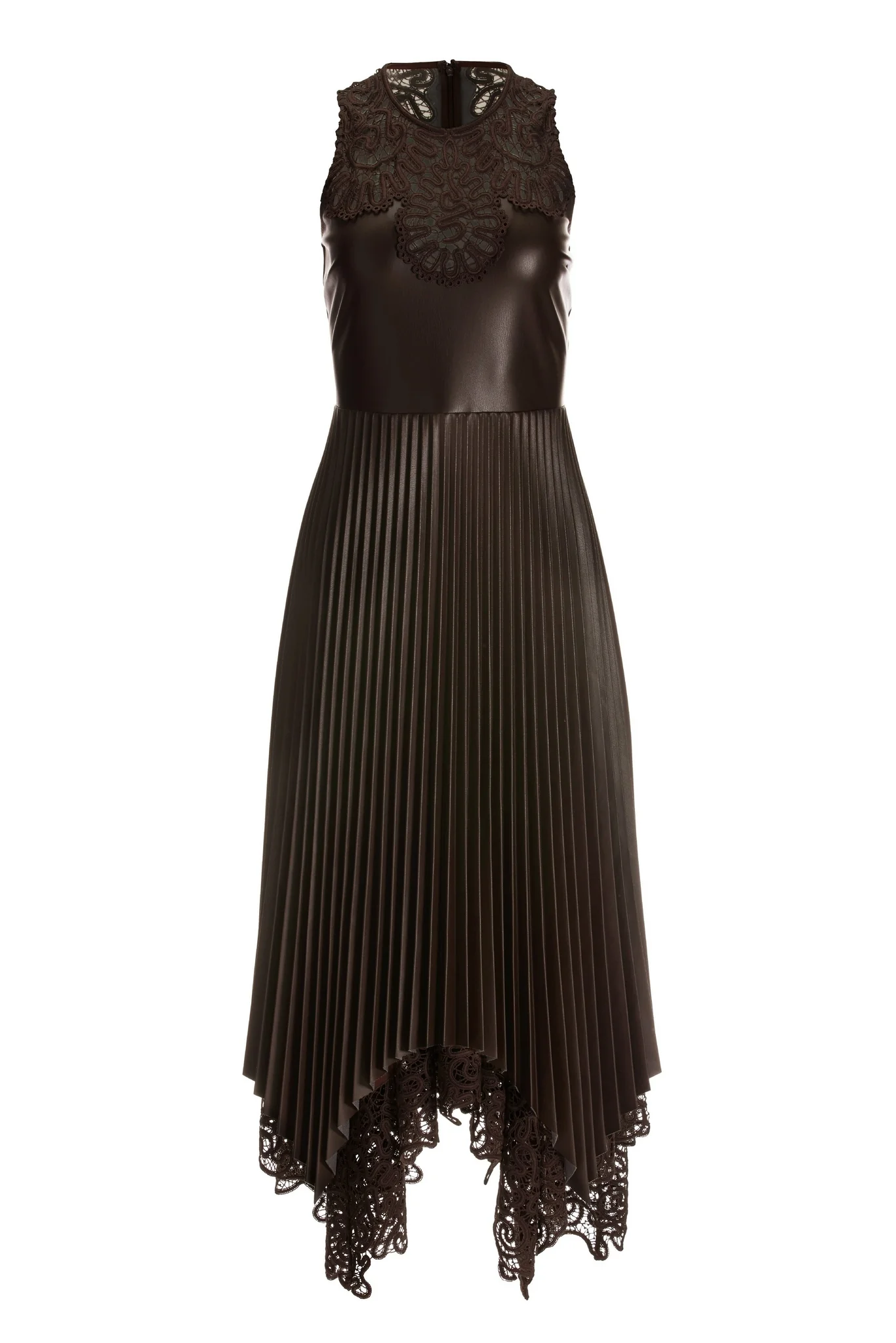 Sleeveless Faux Leather Midi Brown - Mycitystee