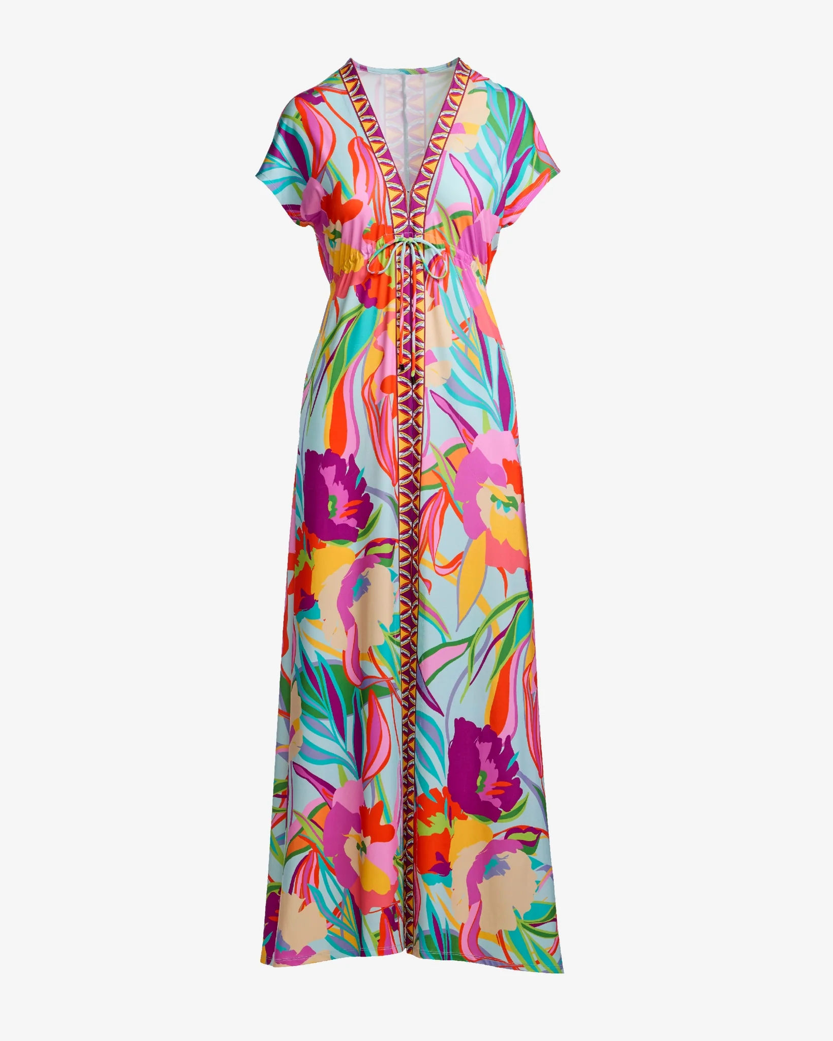 Border Print Slit Front Knit Maxi Dress Multi - Mycitystee