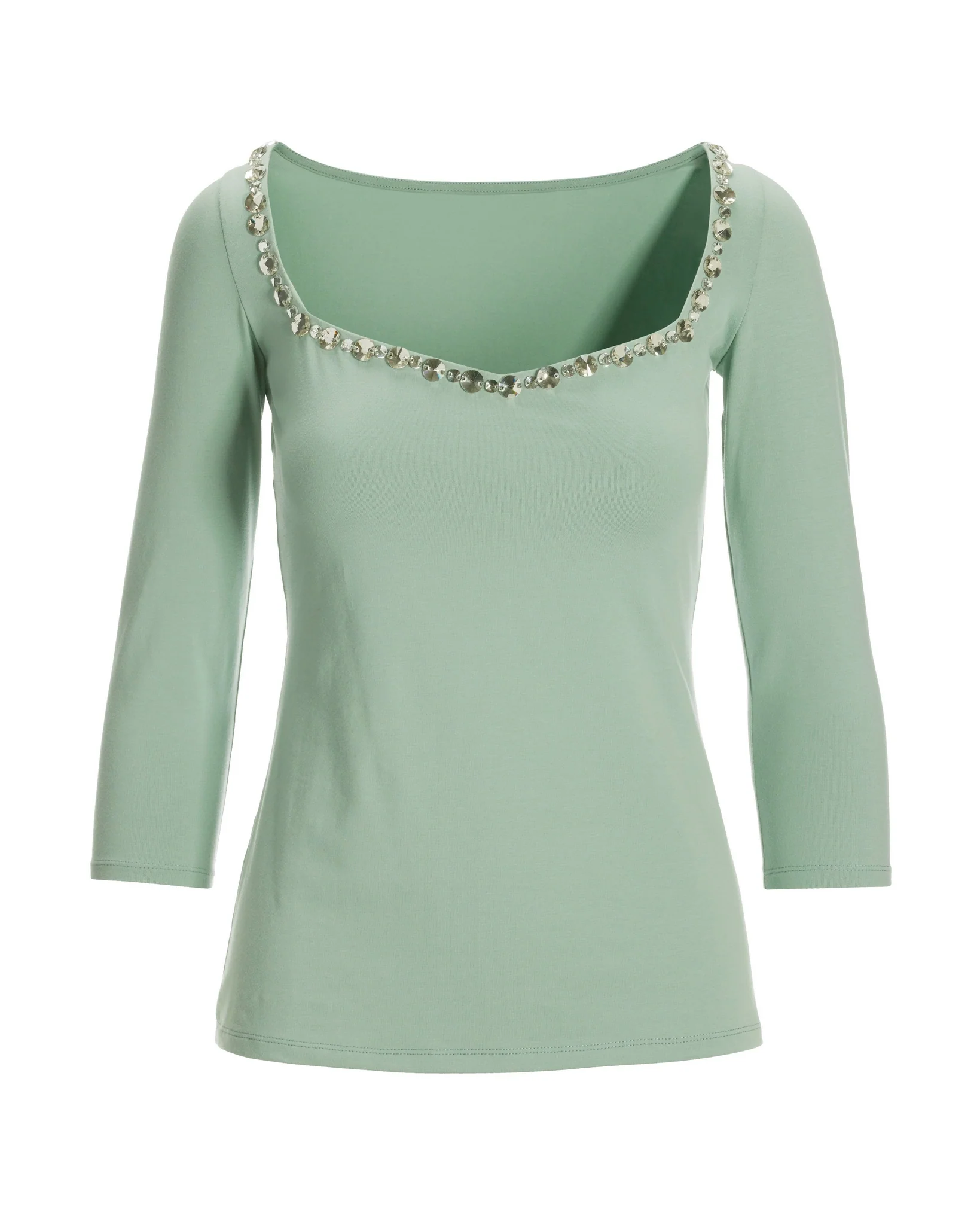 Jeweled Embellished Sweetheart Top Sage - Mycitystee