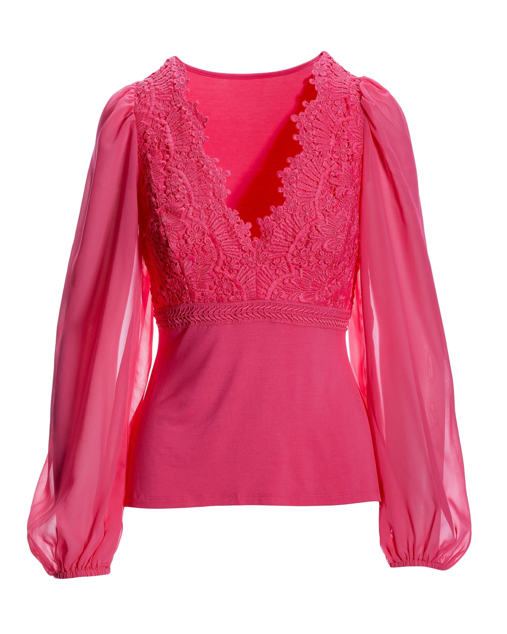 Scallop Lace Long Sleeve Top Magenta - Mycitystee