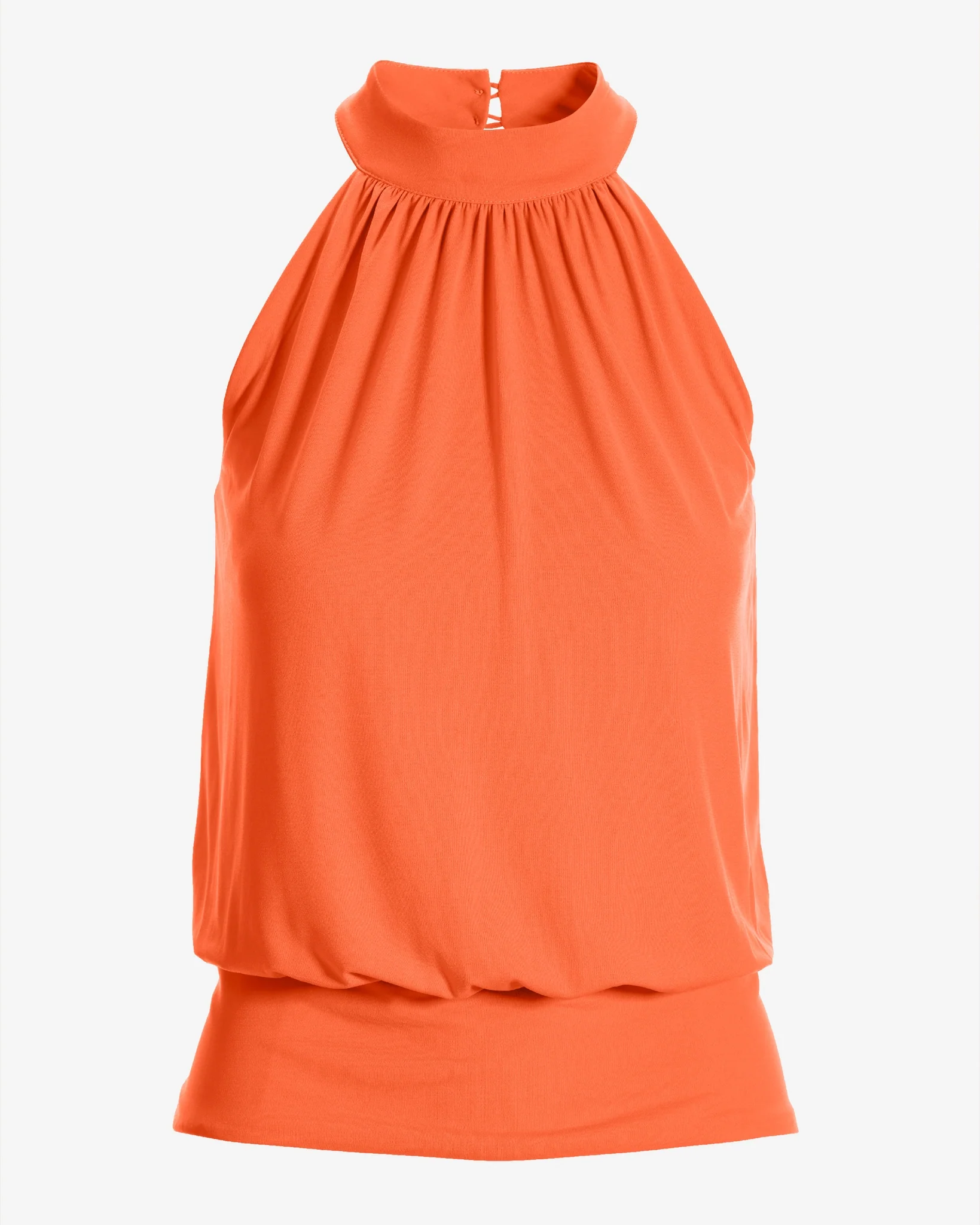 Halter Banded-Bottom Mock-Neck Knit Top Flame - Mycitystee