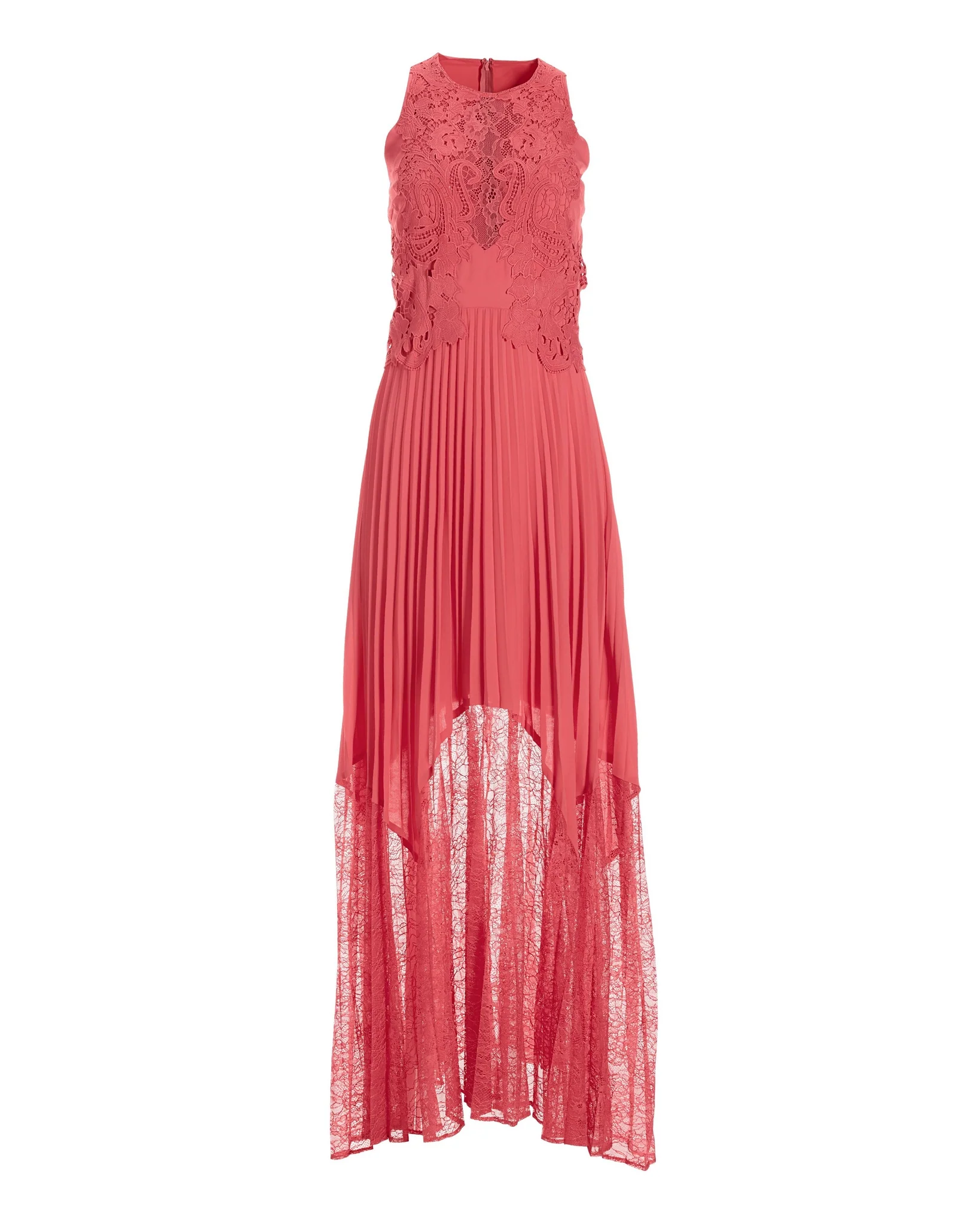 Lace Pleated Occasion Maxi Dress Peach - Mycitystee